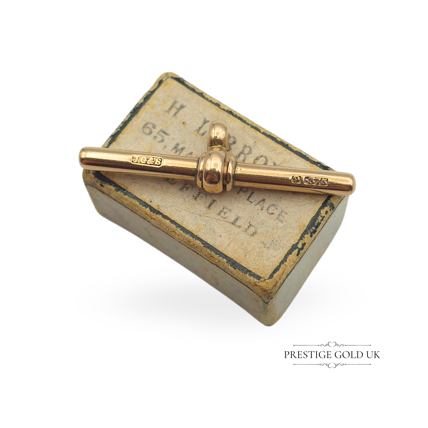 Antique 9ct Rose Gold Swivel T-Bar, 34mm
