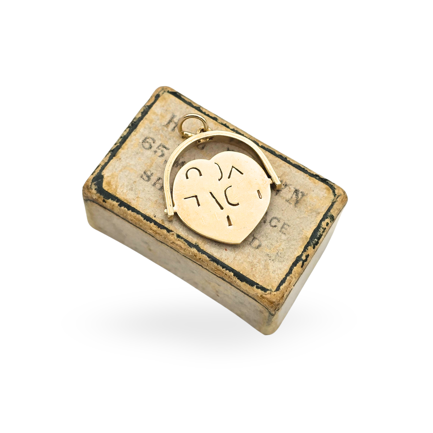 Tiny 9ct Gold Heart Spinner Charm "I Love You" Birmingham 1973