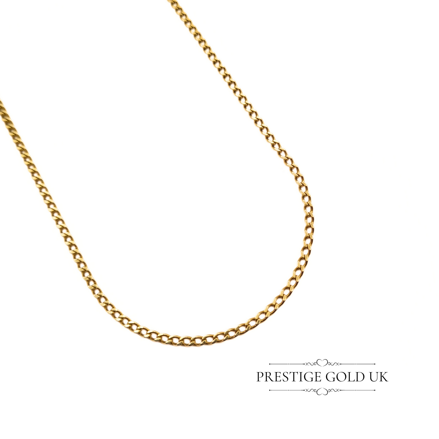 21 1/2 " Vintage Gold Curb Chain Necklace 14ct ct - Small Link 2 mm Wide