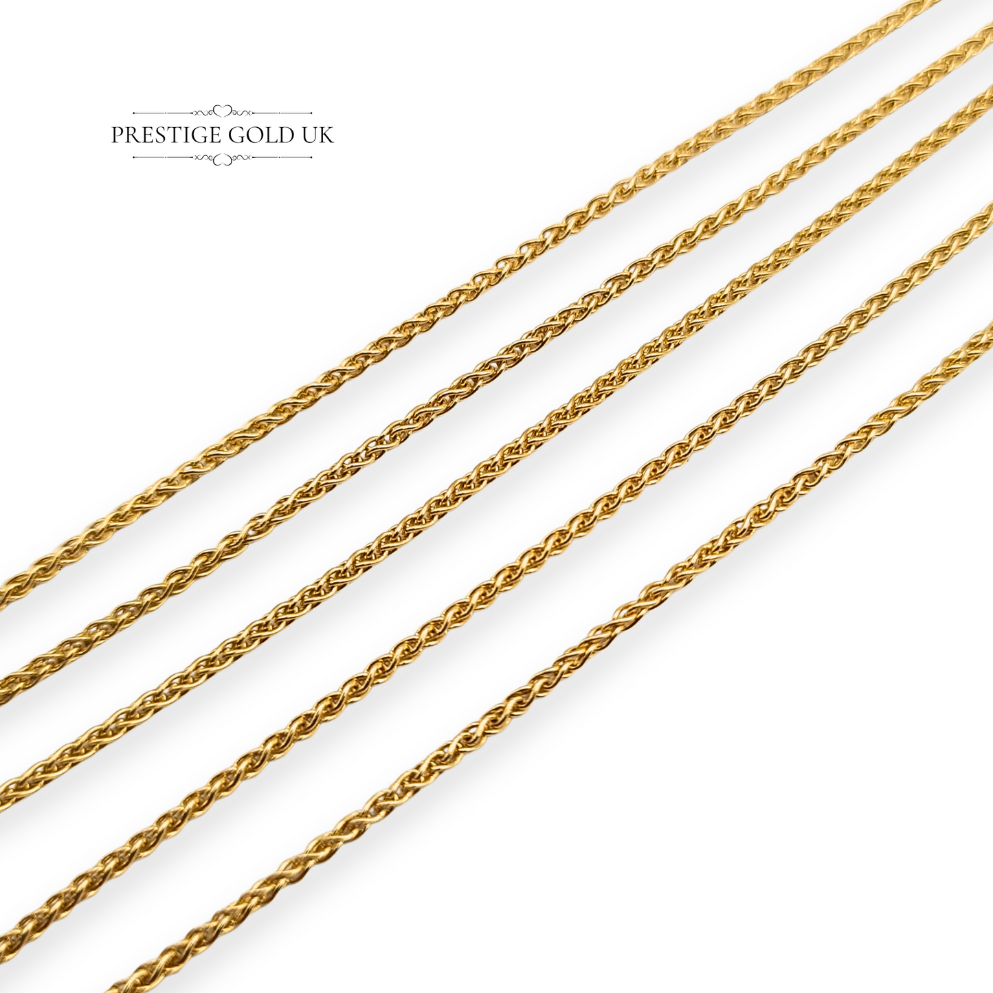 20" 14ct Gold Spiga Chain, 20" Necklace Large Lobster Claw Clasp