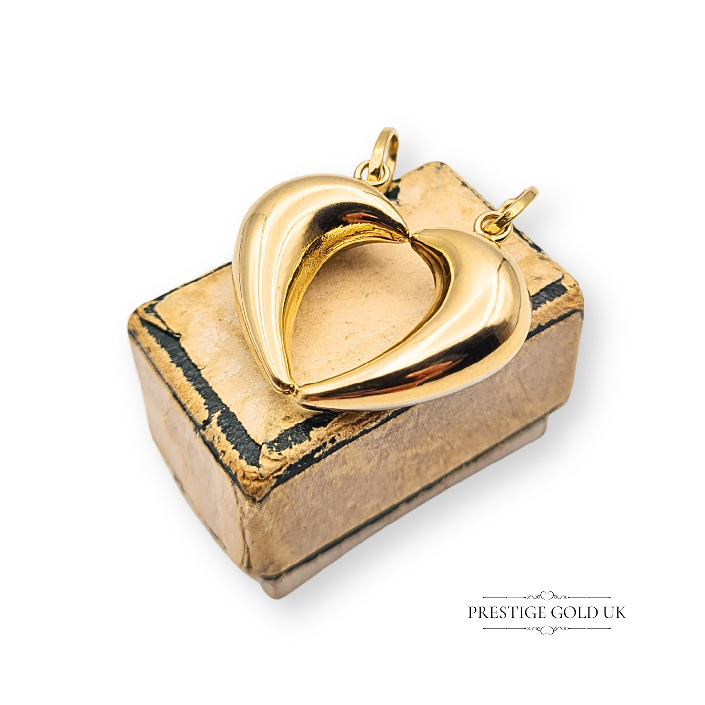 18ct Gold Two Tone Split Heart Pendant, White & Yellow Gold Best Friend Charm