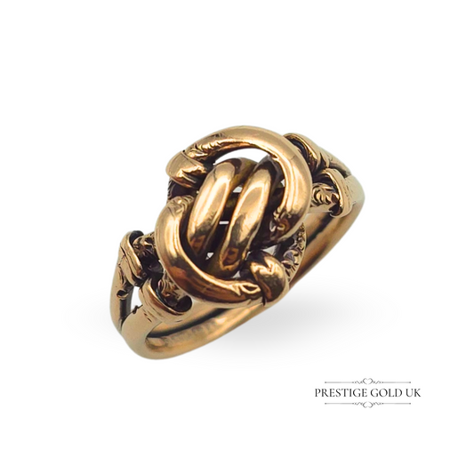 Antique 9ct Rose Gold Knot Ring, Birmingham 1901,  UK P 1/2 US 8 EU 57