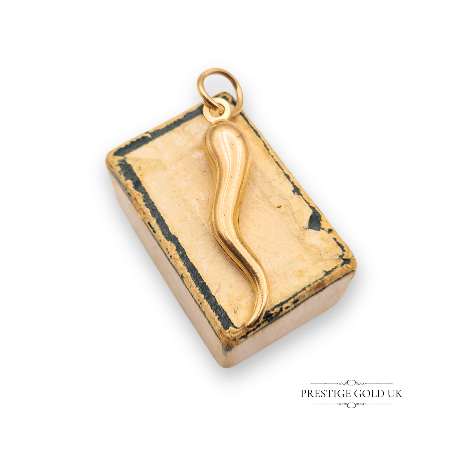 Large 9ct Gold Cornicello Pendant, Talisman Horn of Plenty Charm