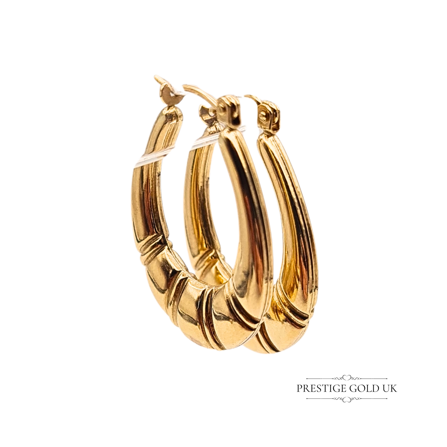 9ct Gold Large Creole Hinge Hoop Earrings, Hollow Flip Top Gypsy Hinge Hoop