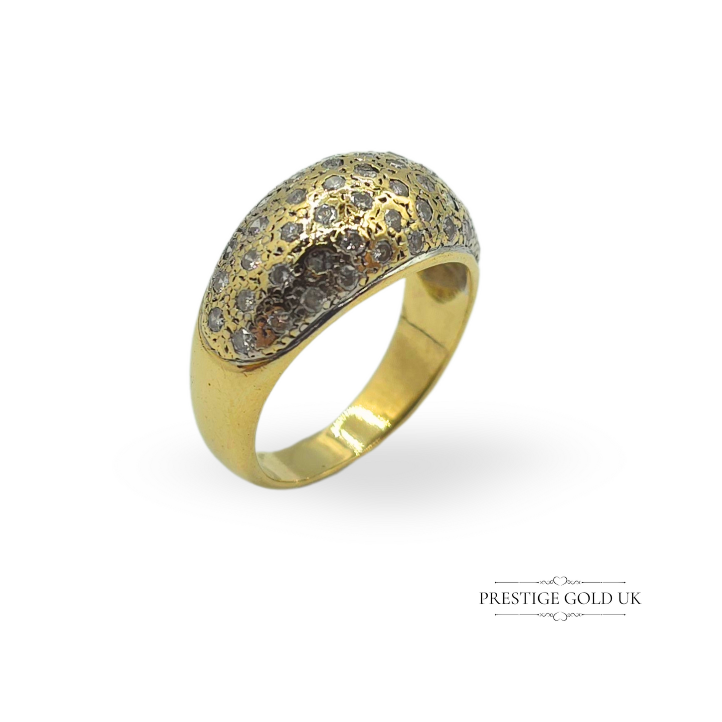Vintage 18ct Gold Diamond Pavé Ring - Size UK S US 9 Euro 59.5