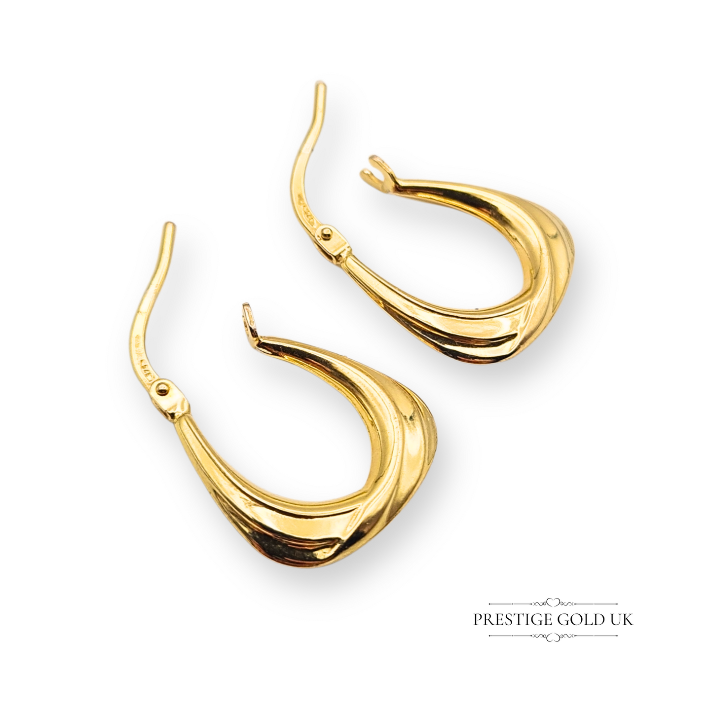 9ct Gold Hoop Earrings, Vintage Square Flat Bottom Hoops