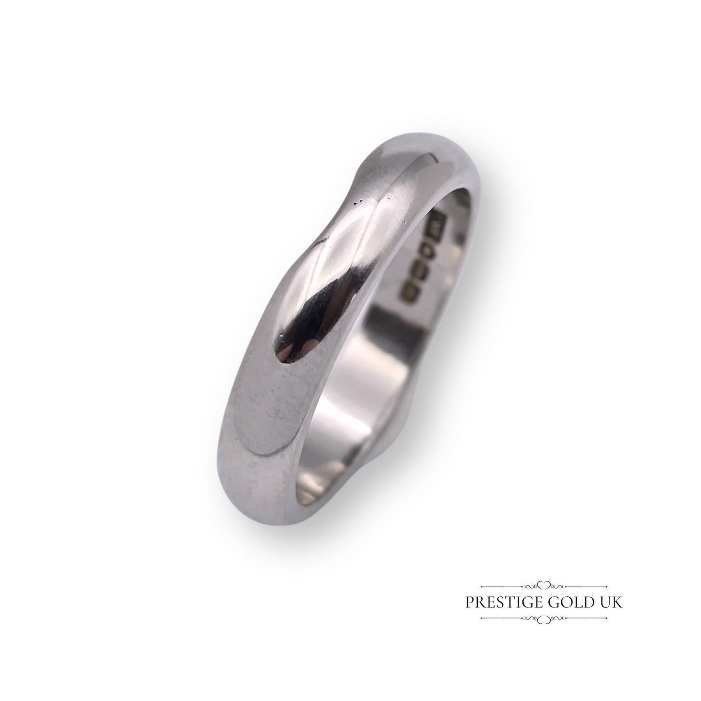 Chunky Notched Platinum Wedding Band, Solid Platinum Band, UK L 1/2 US 6