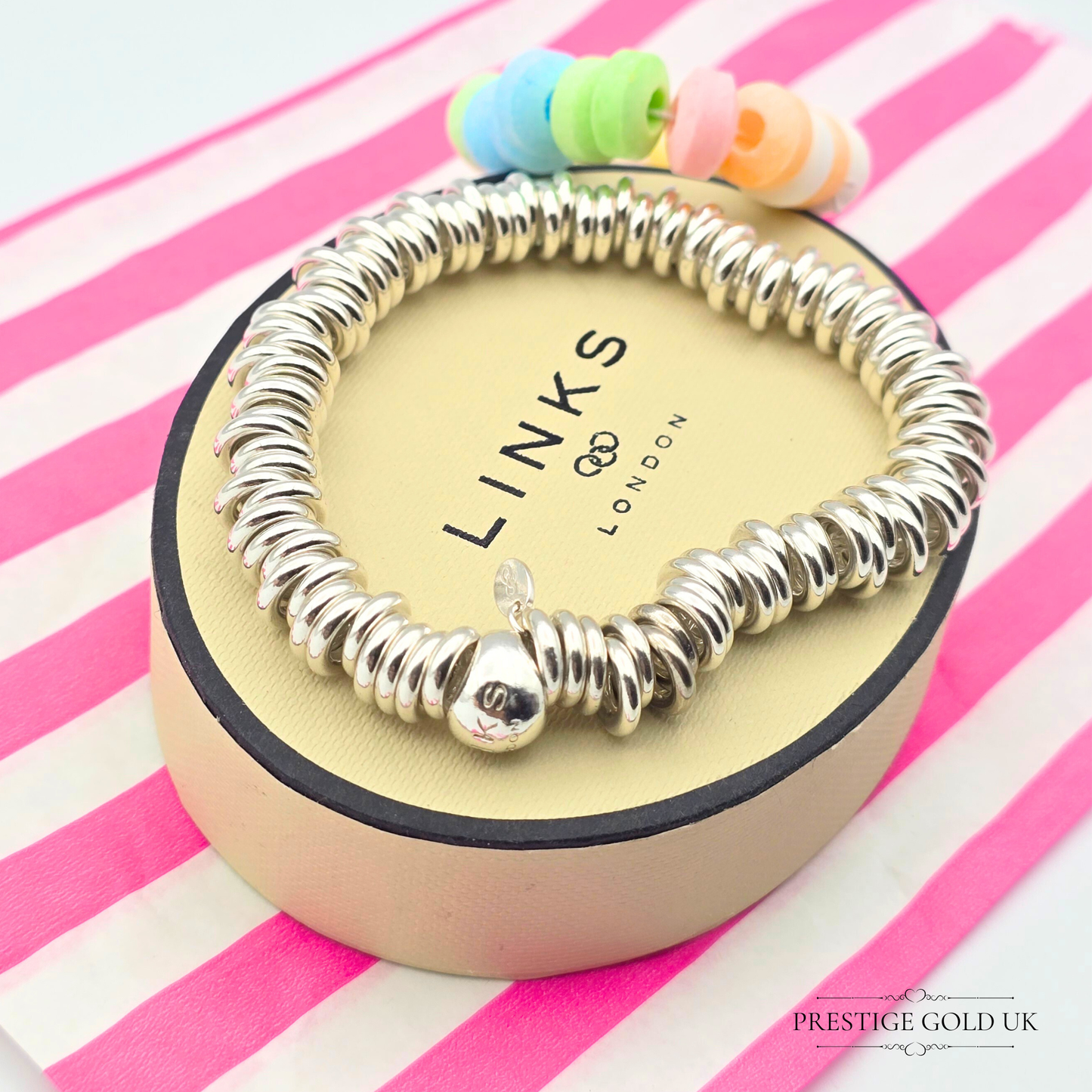 6 1/2" Refurbished Links of London Silver Sweetie Bracelet, (16.5cm)