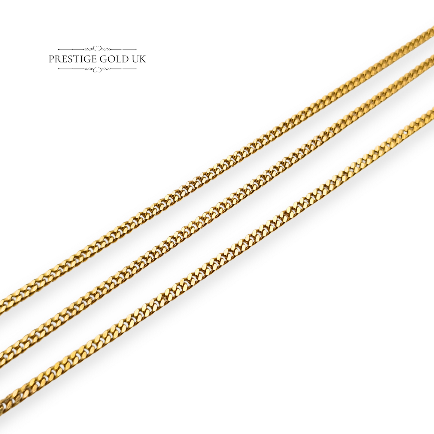 16" 9ct Gold Curb Chain Necklace, Solid Gold With Spring Ring Clasp