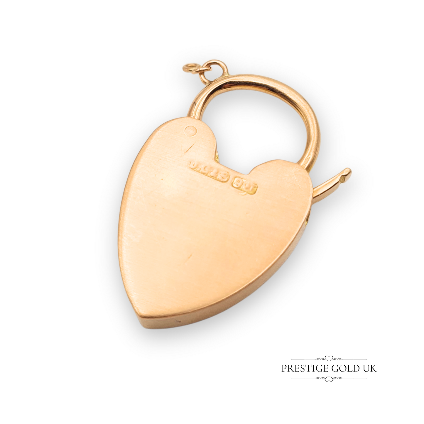 Huge Antique 9ct Rose Gold Hand Engraved Heart Padlock Charm Or Pendant