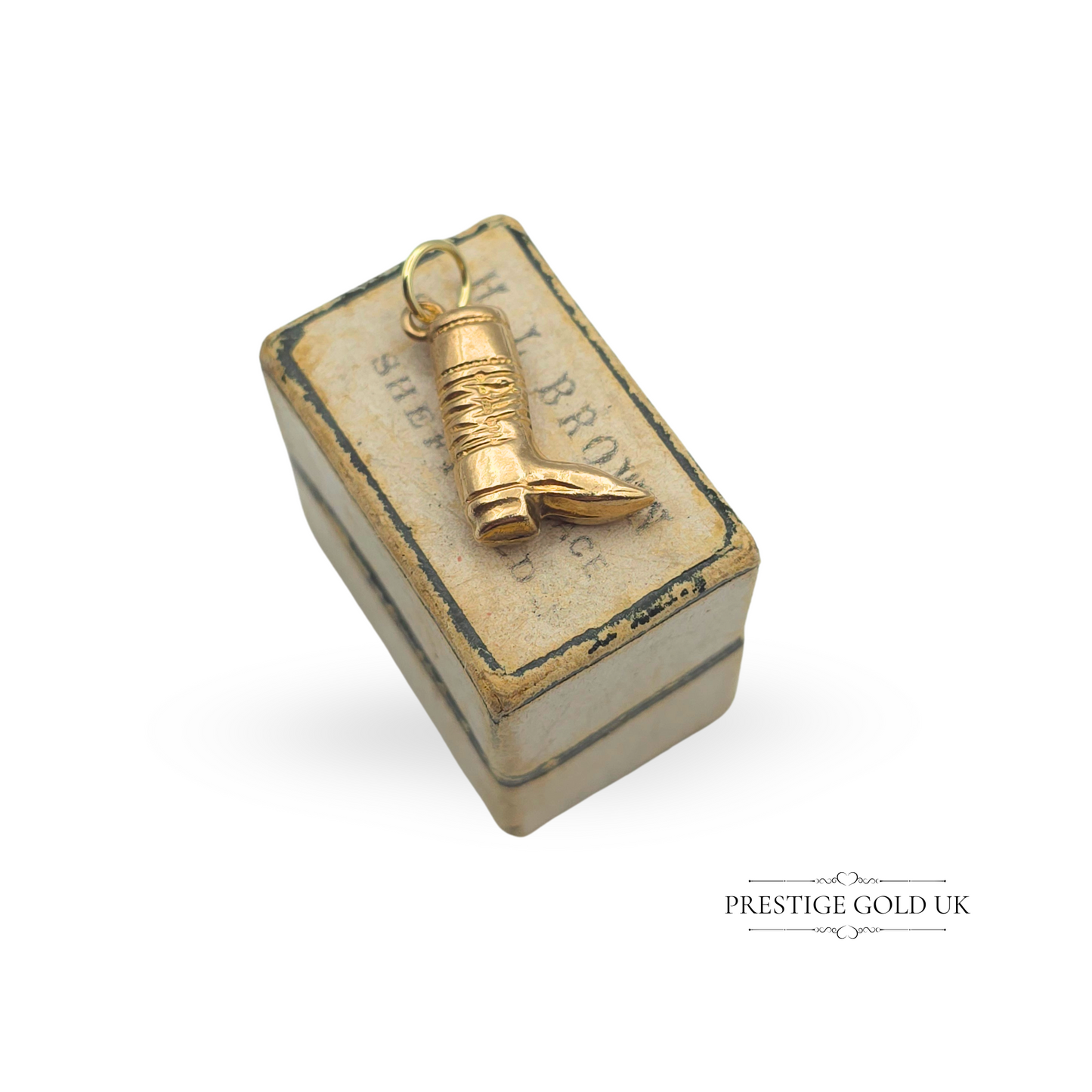 9ct Gold Cowboy Boot Charm, London Hallmarked 1977, Western Rodeo Pendant