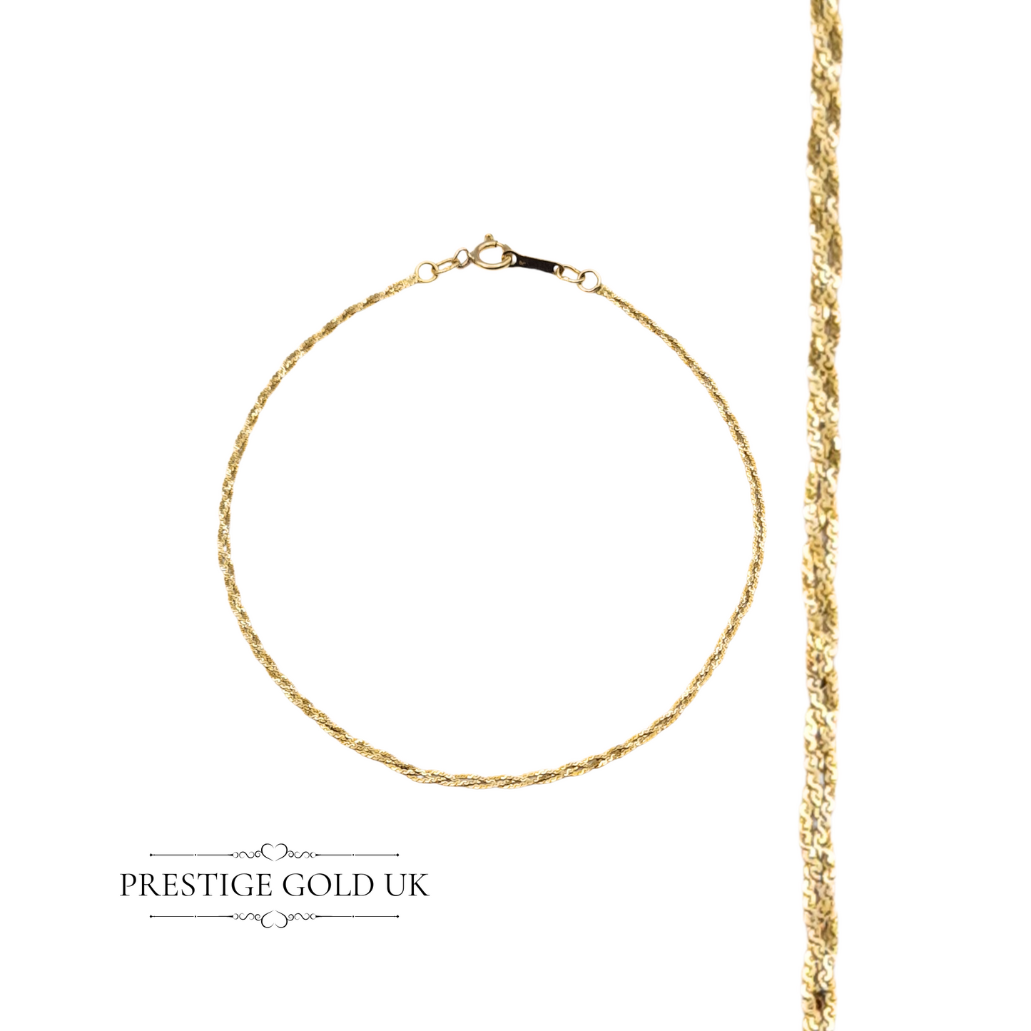 Delicate Vintage 9ct Gold Plaited Braided S-Link Bracelet