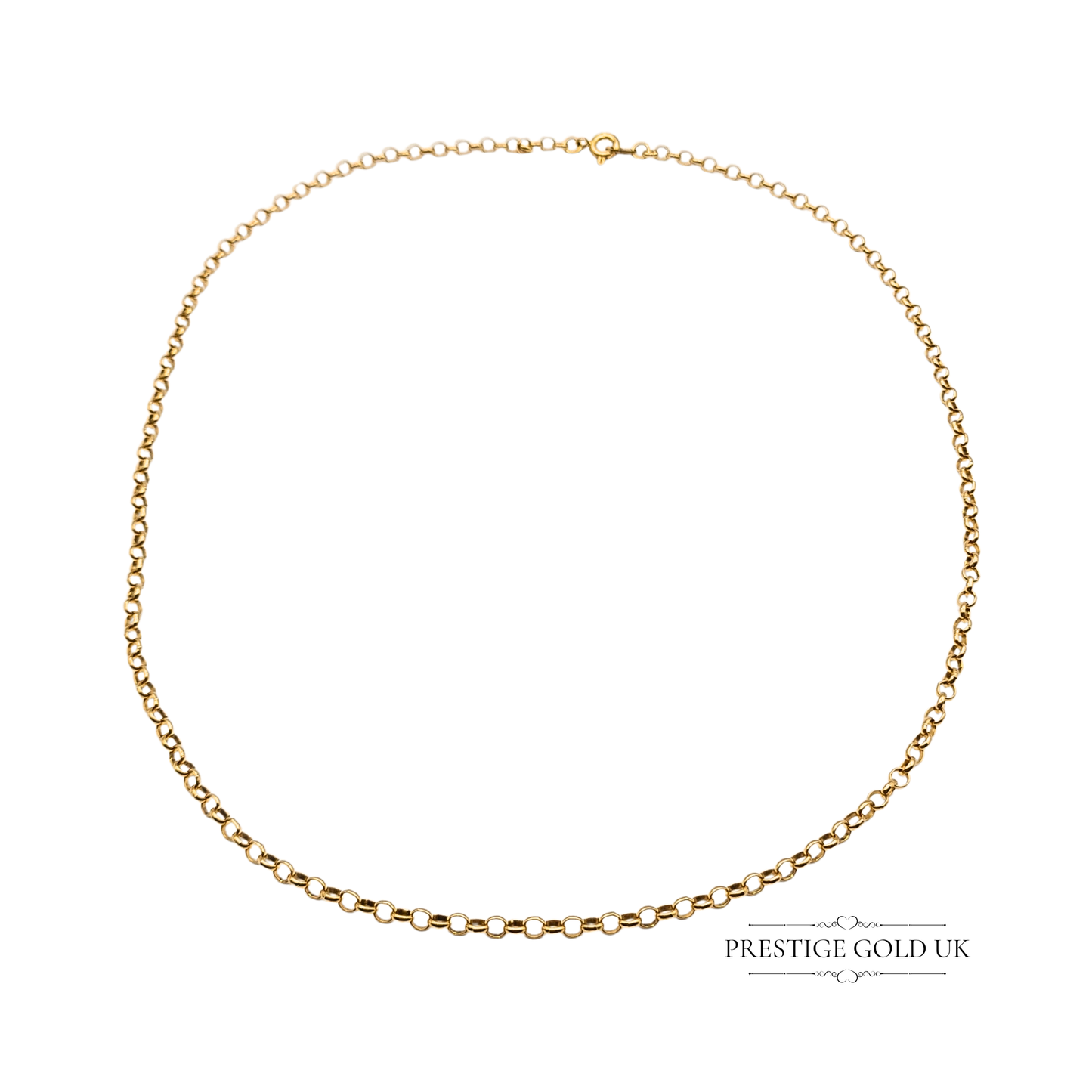 18" 9ct Gold Belcher Chain Necklace, Unisex Rolo Chain