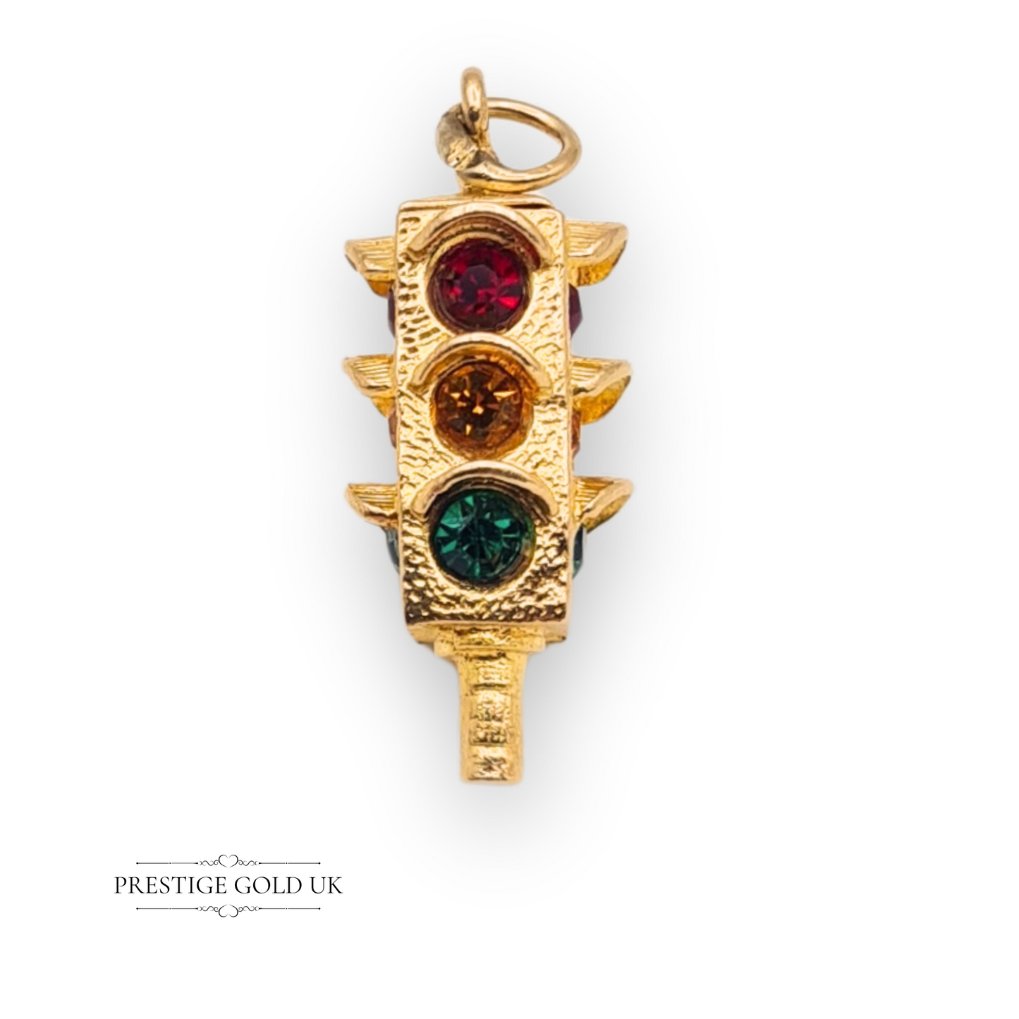 9ct Gold Traffic Light Charm With Red Amber Green, American Traffic Signal
