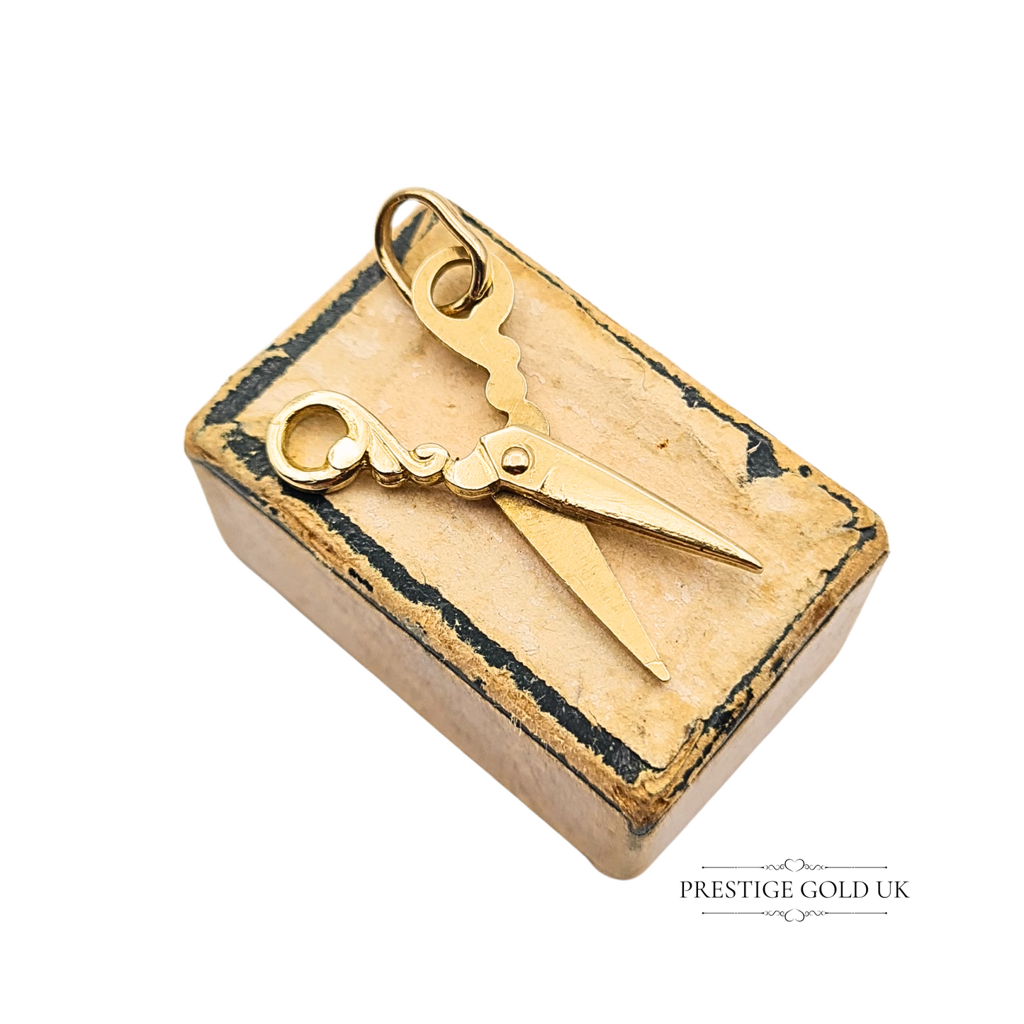 9ct Gold Scissors Charm Pendant Opening Miniature Seamstress Scissors