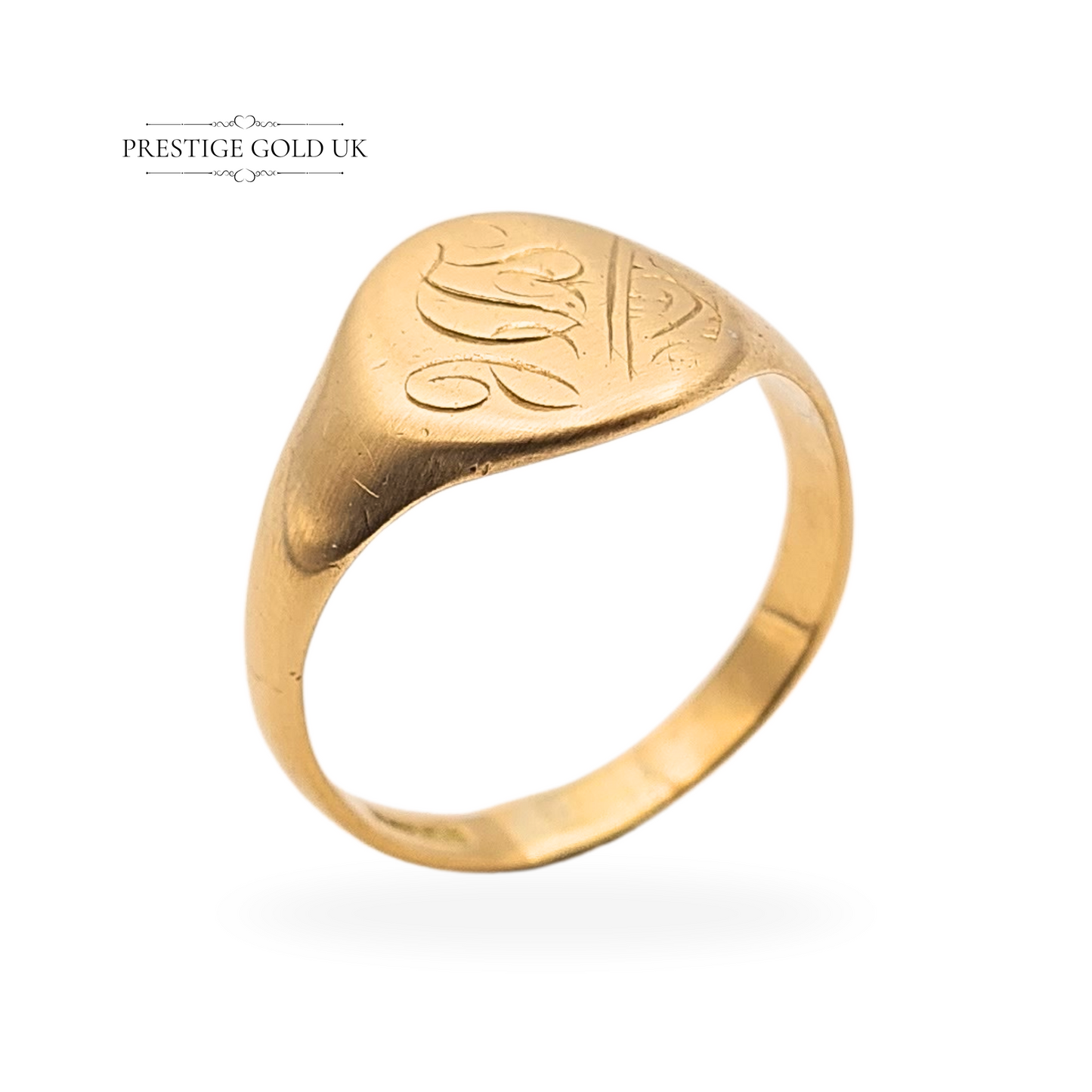 9ct Gold Large Engraved Monogram Signet Ring, UK S US 9, Birmingham 1989