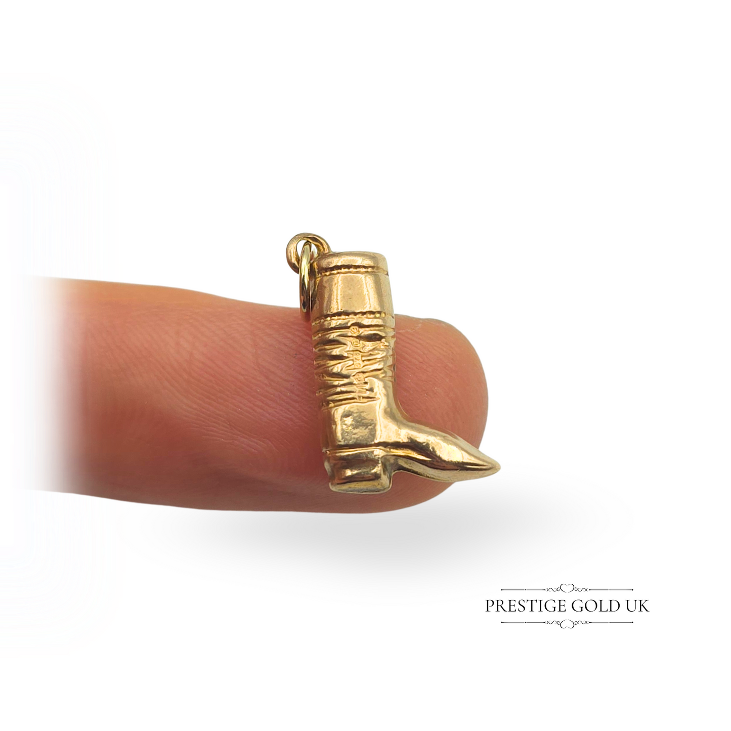 9ct Gold Cowboy Boot Charm, London Hallmarked 1977, Western Rodeo Pendant