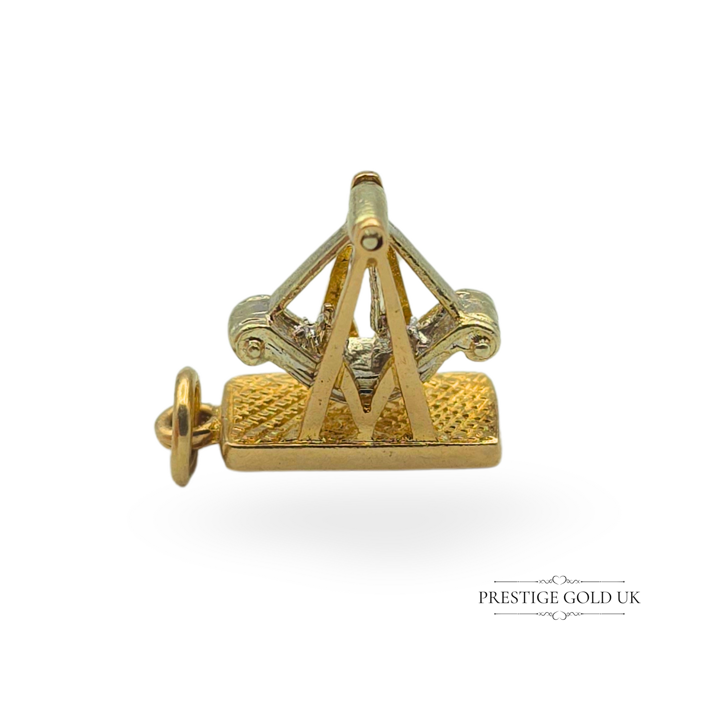 9ct Gold Moving Fun Fair Ride Charm, Pirate Boat.Seesaw, Swingboat, shuggy boat