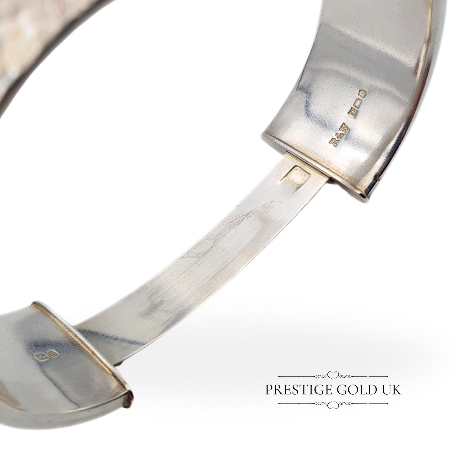 7 " Vintage 925 Sterling Silver Textured Bangle, Fully Hallmarked