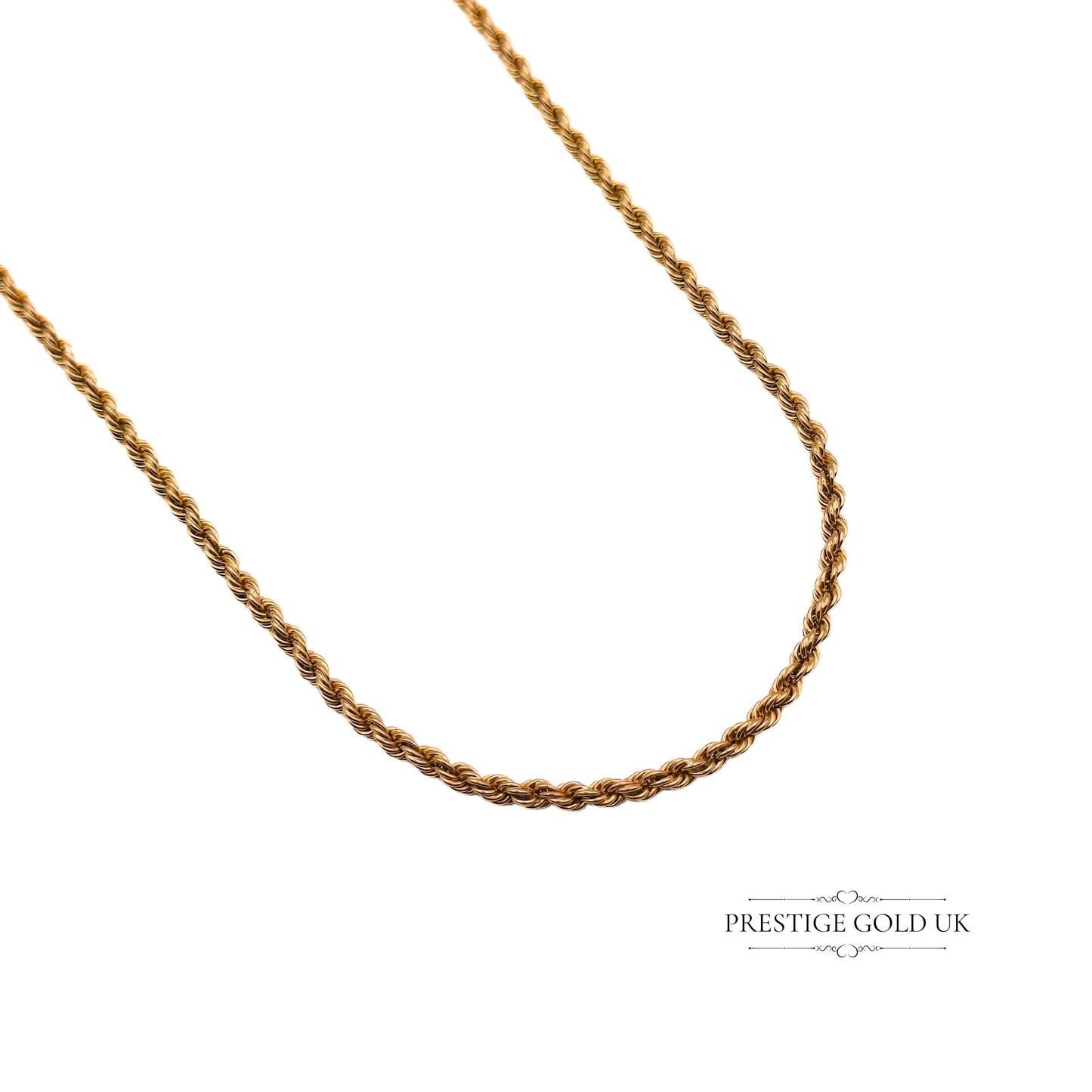 18" Long Vintage 9ct Rose Gold Rope Necklace