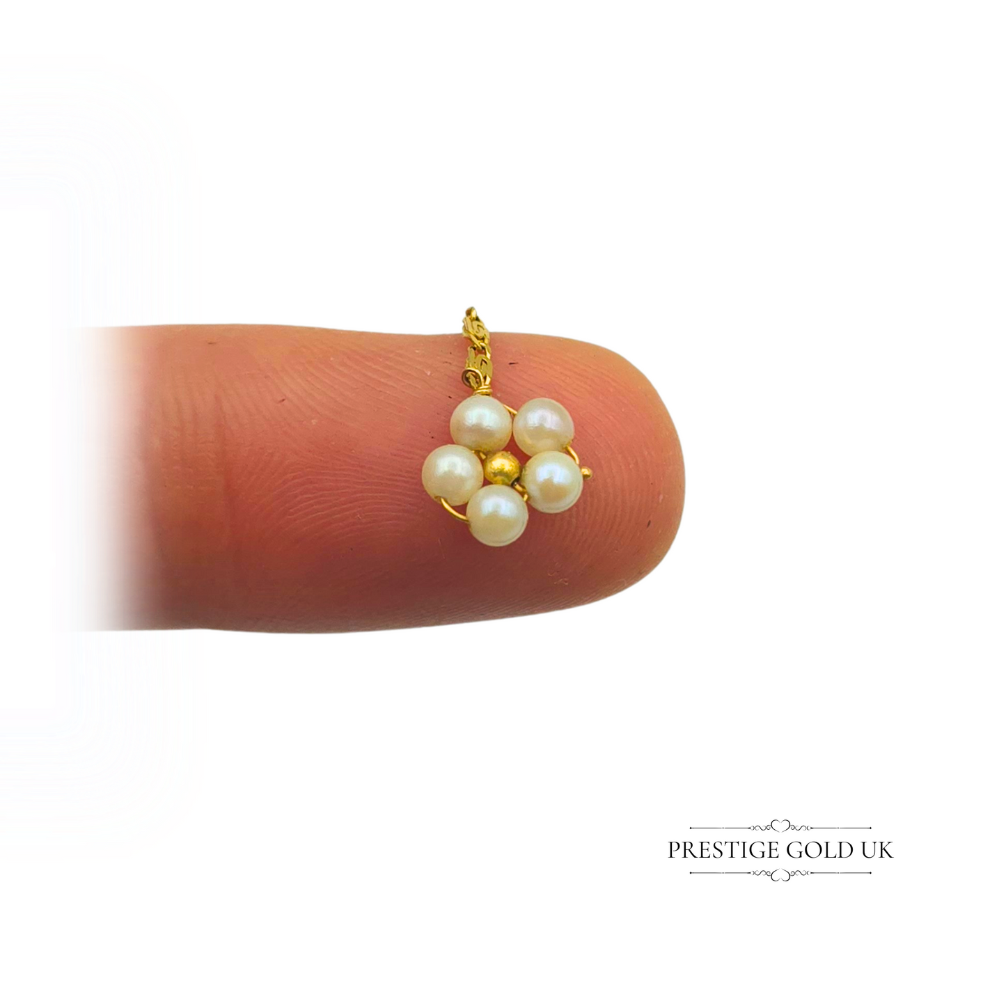 Tiny 9ct Gold Pearl Drop Earrings, Floral Cluster Design, Dainty Drops