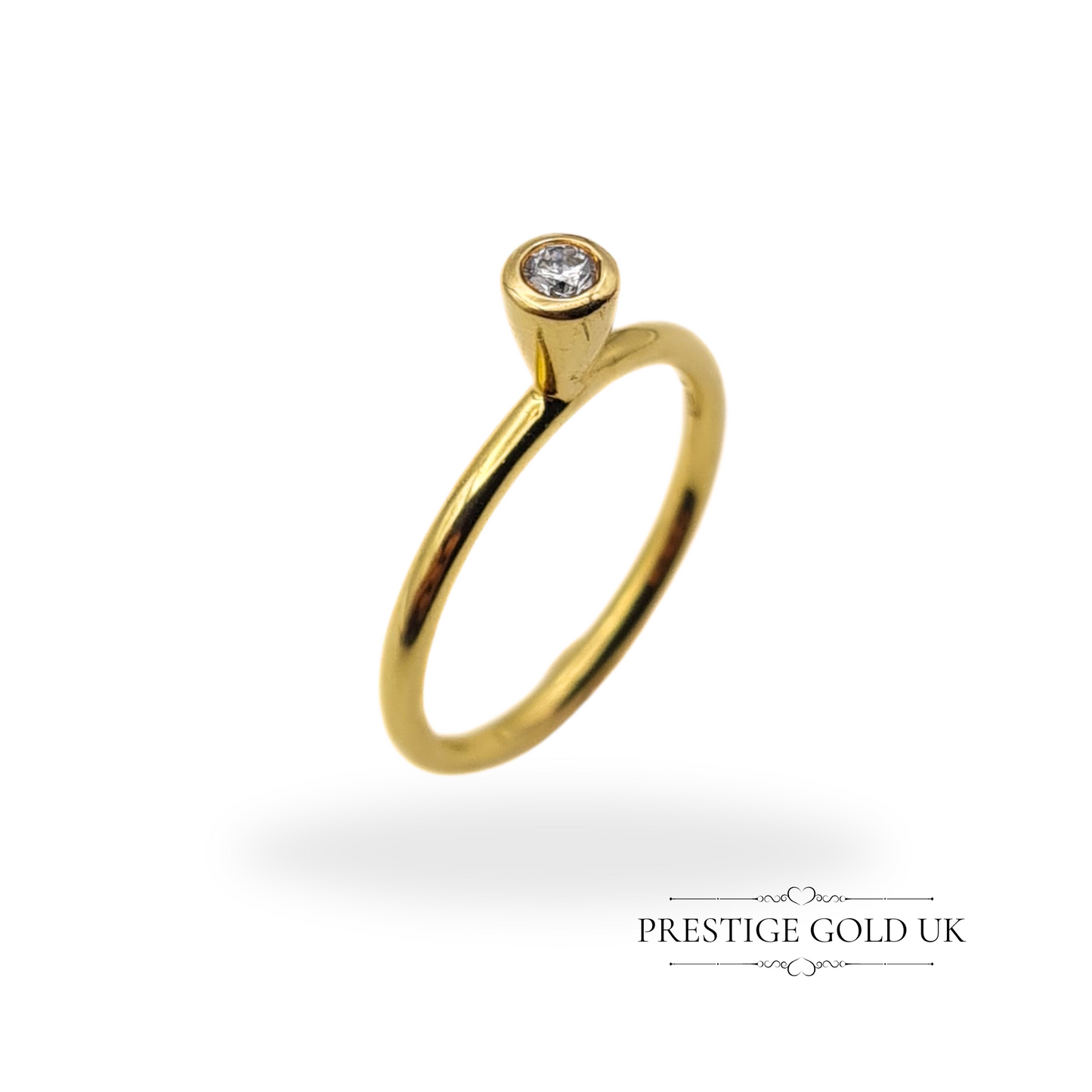 Vintage 18ct Gold Bezel Set Diamond Solitaire Ring