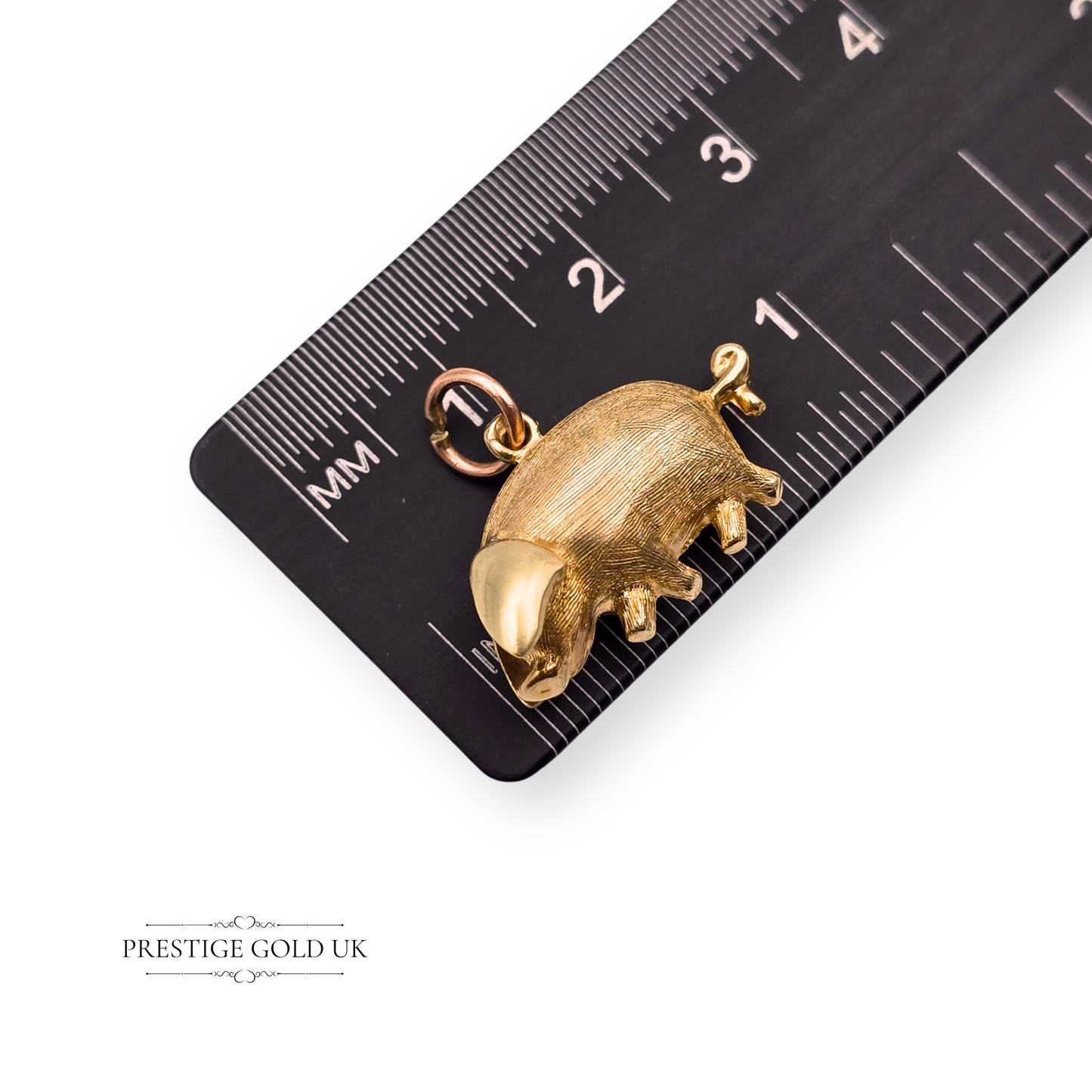 9ct Gold Pig Charm, Detailed Design, Gloucestershire Old Spots Pendant