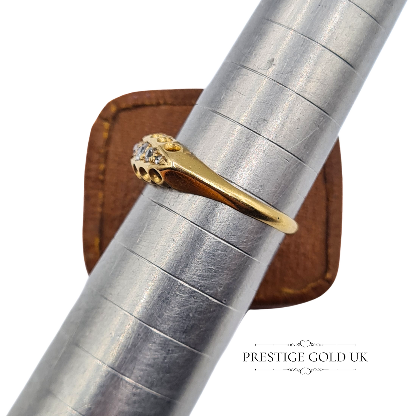 Antique 18ct Gold & Diamond Boat Ring - Size UK L 1/2 US 6 Euro 52