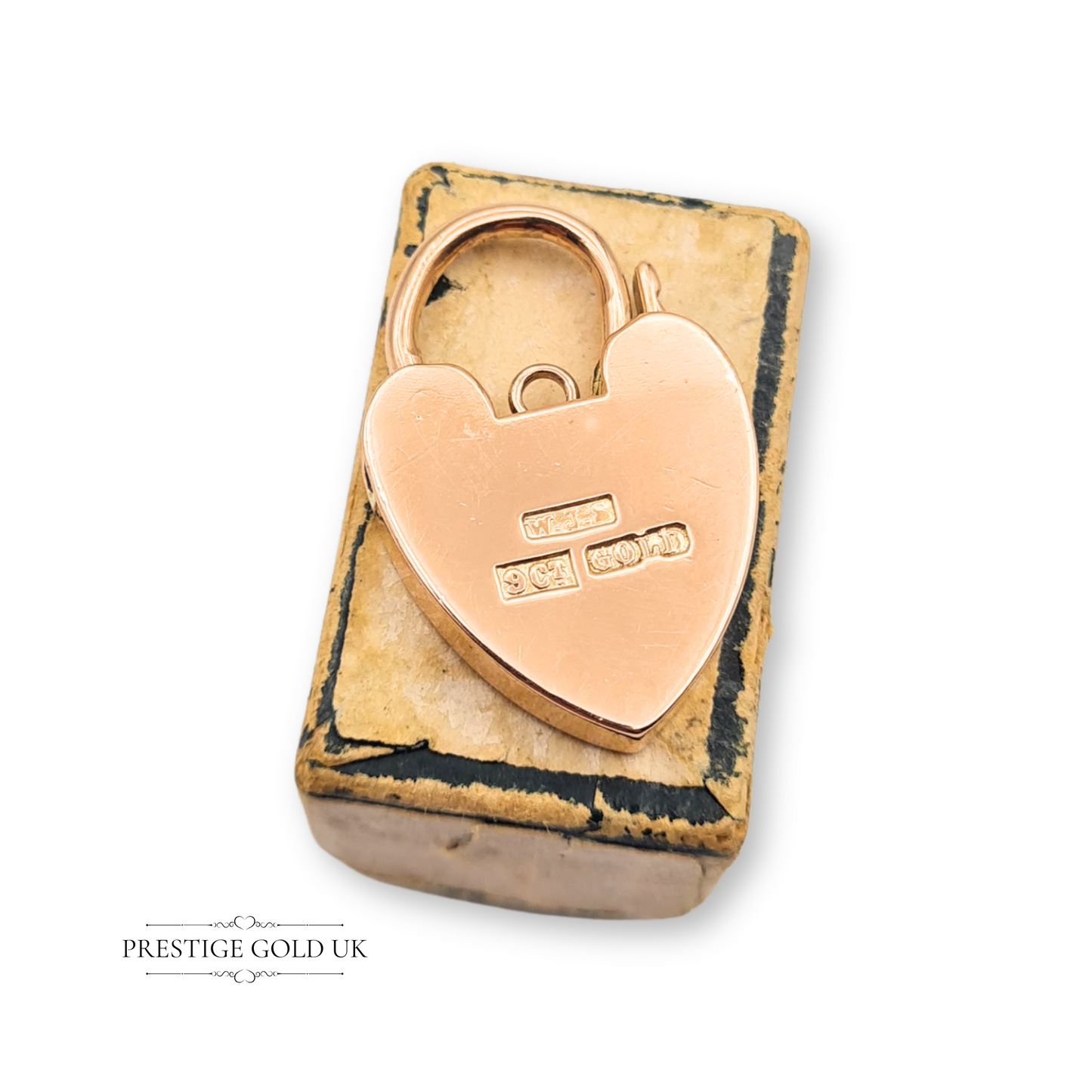 Large 9ct Rose Gold Heart Padlock Antique WJS 9ct Gold Star of David Padlock