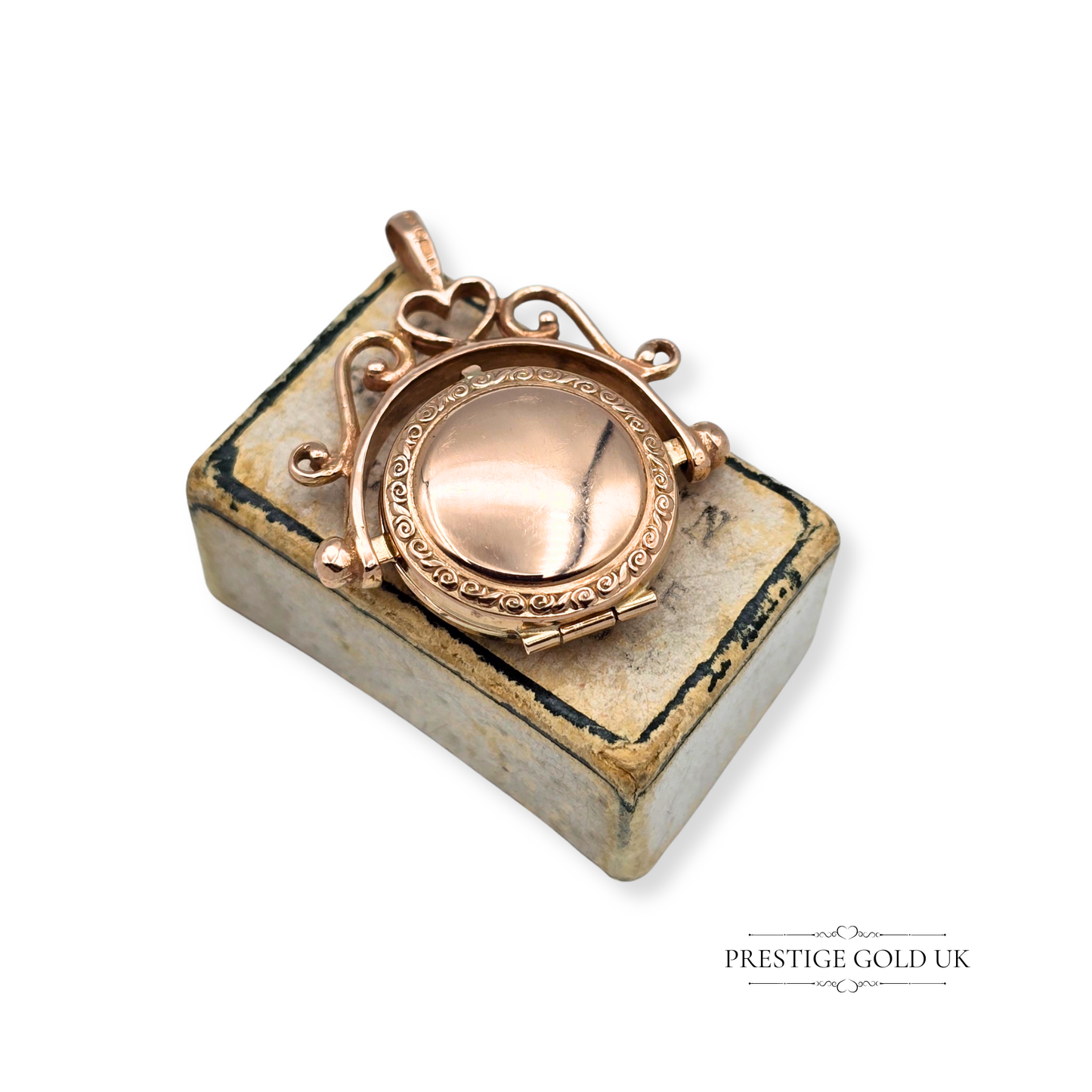 9ct Rose Gold Spinning Pendant, Small Opening Keepsake Locket