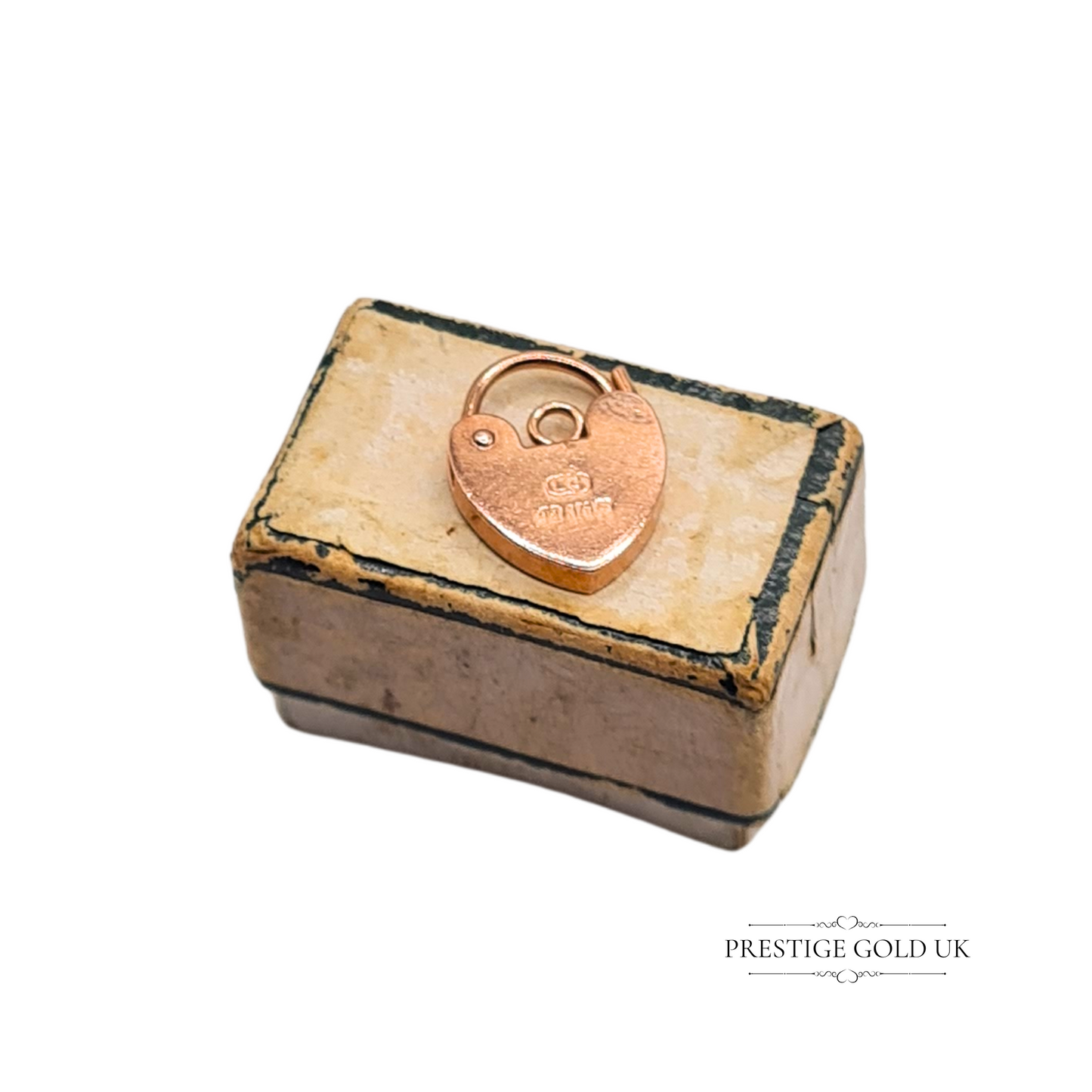 9ct Rose Gold Heart Padlock - Gold Padlock Charm- Gold 9ct Engraved