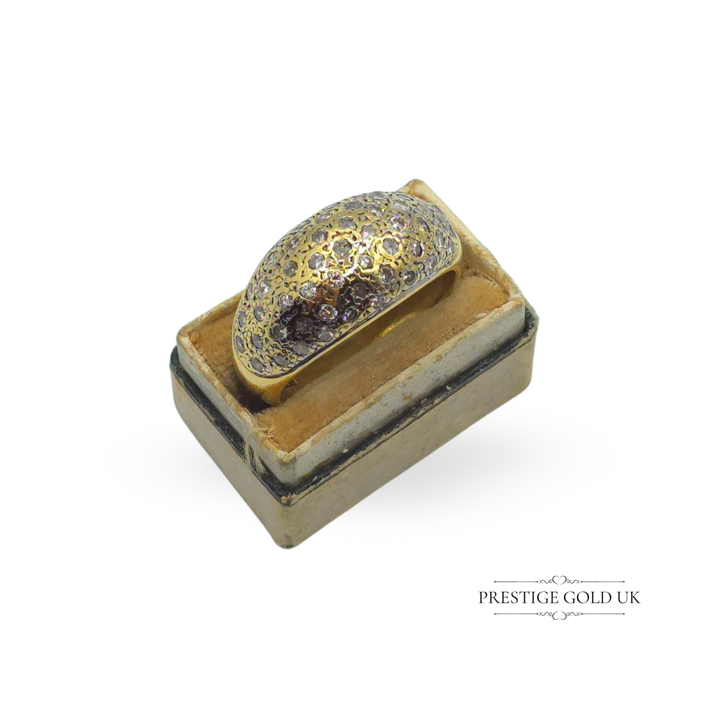Vintage 18ct Gold Diamond Pavé Ring - Size UK S US 9 Euro 59.5