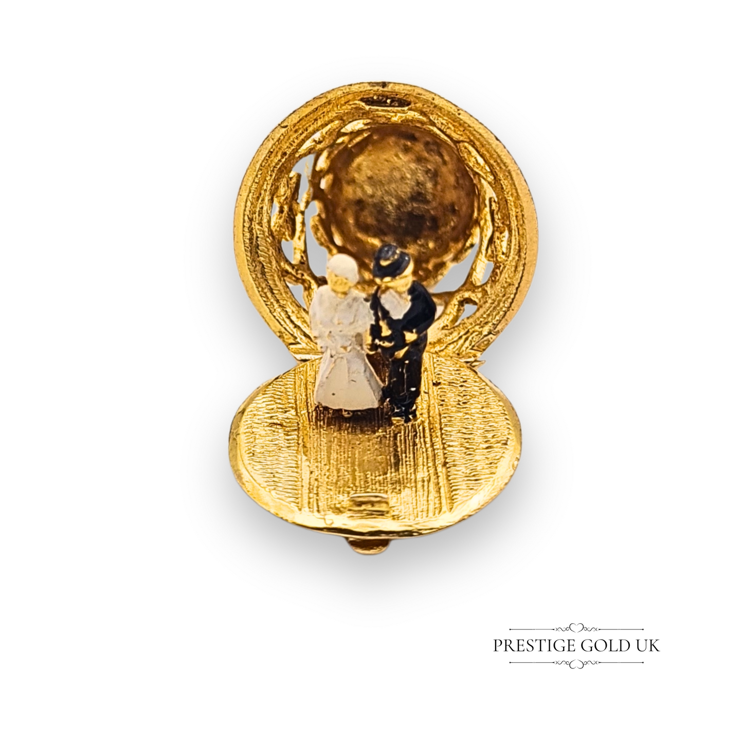 Large 9ct Gold Opening Wedding Bell Charm With Bride & Groom