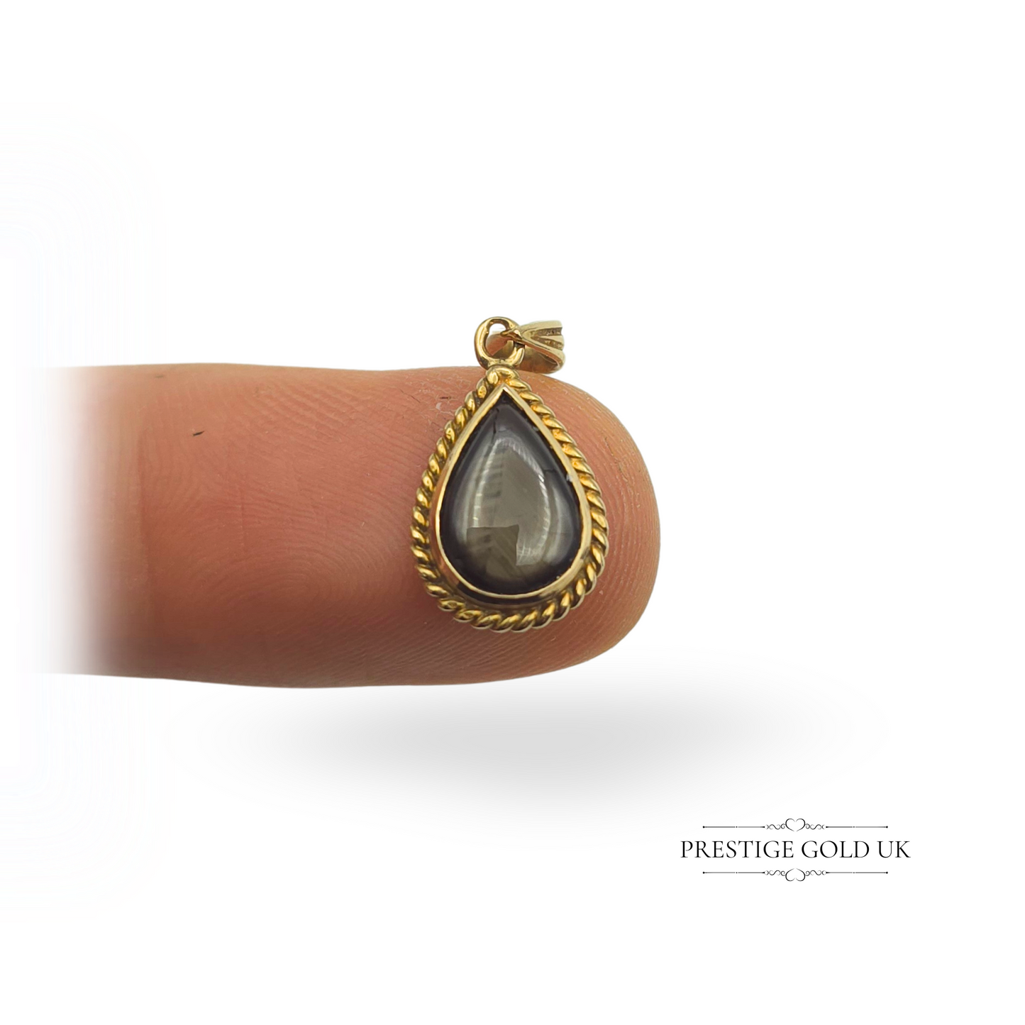 14ct Gold Cat’s Eye Pendant, Dainty Teardrop, Delicate & Elegant