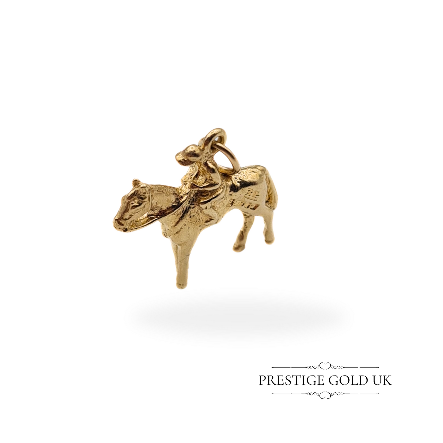 Vintage 9ct Solid Gold Race Horse Charm, Fully Hallmarked London 1975