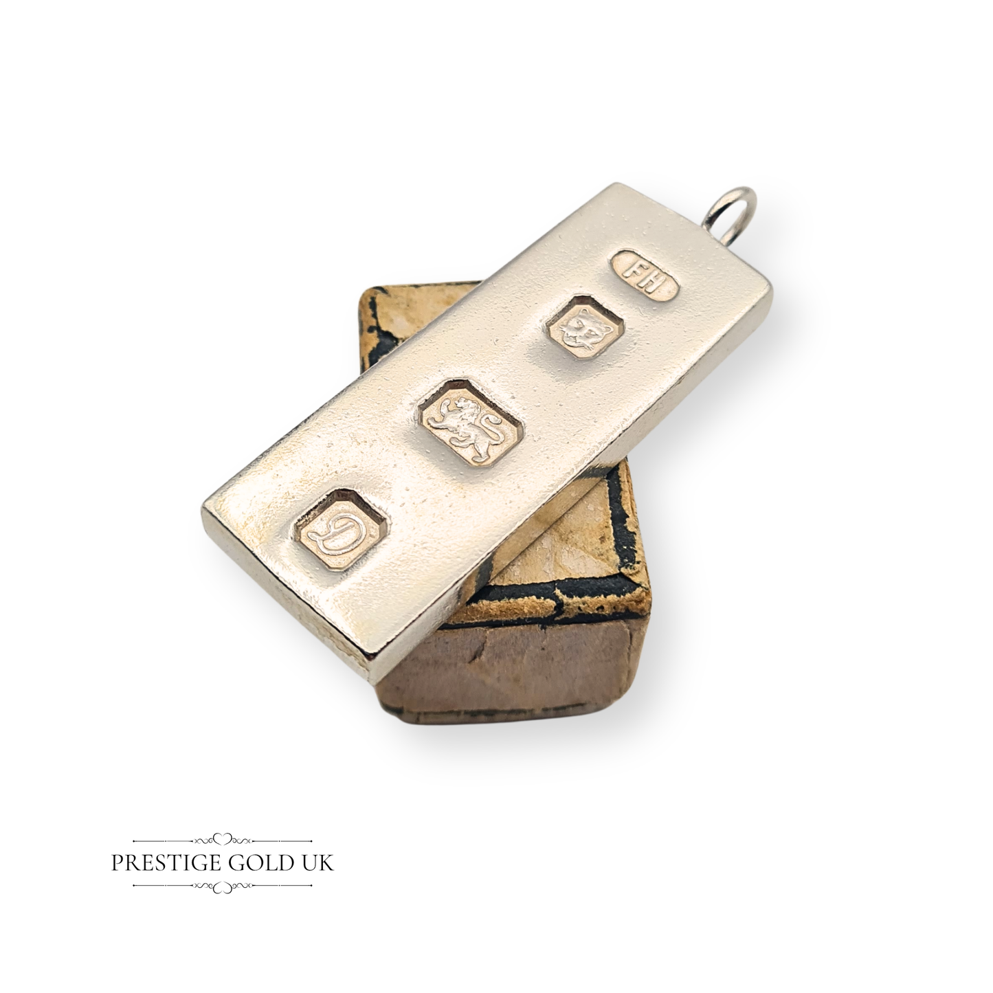 925 Sterling Silver Large Ingot Pendant, Fully Hallmarked 1978