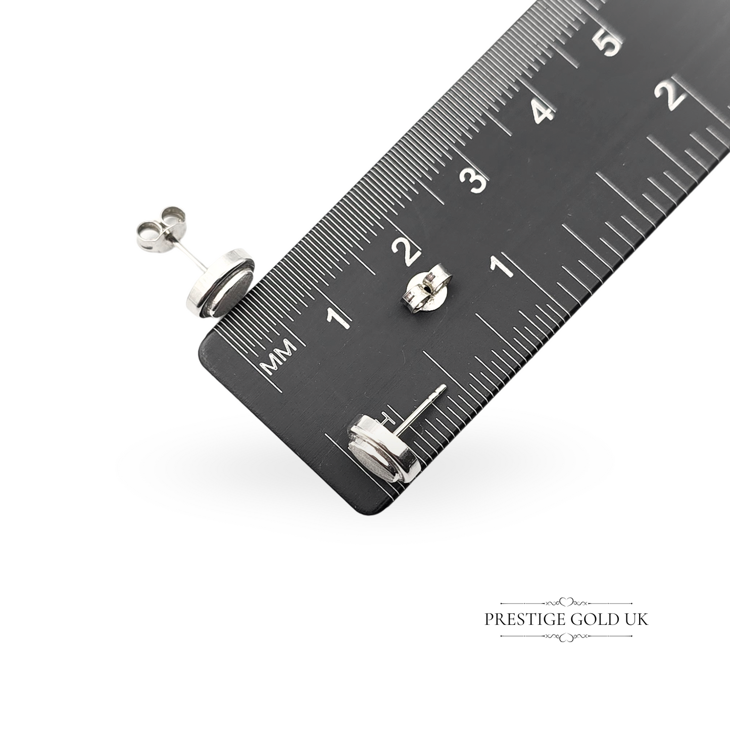 9ct White Gold Oval Stud Earrings, Small 8x6mm Classic Studs