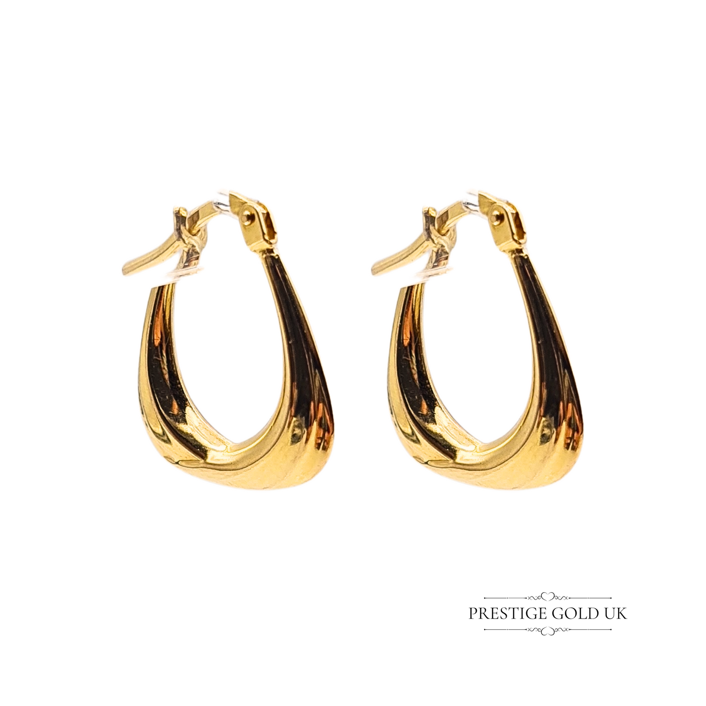 9ct Gold Hoop Earrings, Vintage Square Flat Bottom Hoops