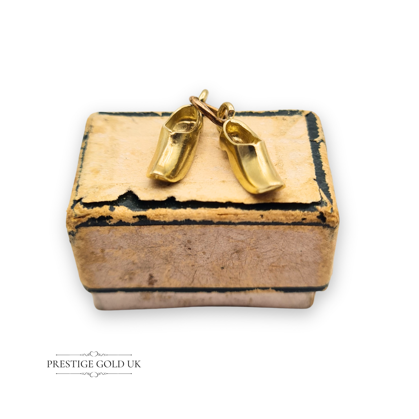 9k Dutch Clogs in Yellow Gold, Tiny Pair Of Clogs For Charm Bracelet or Necklace