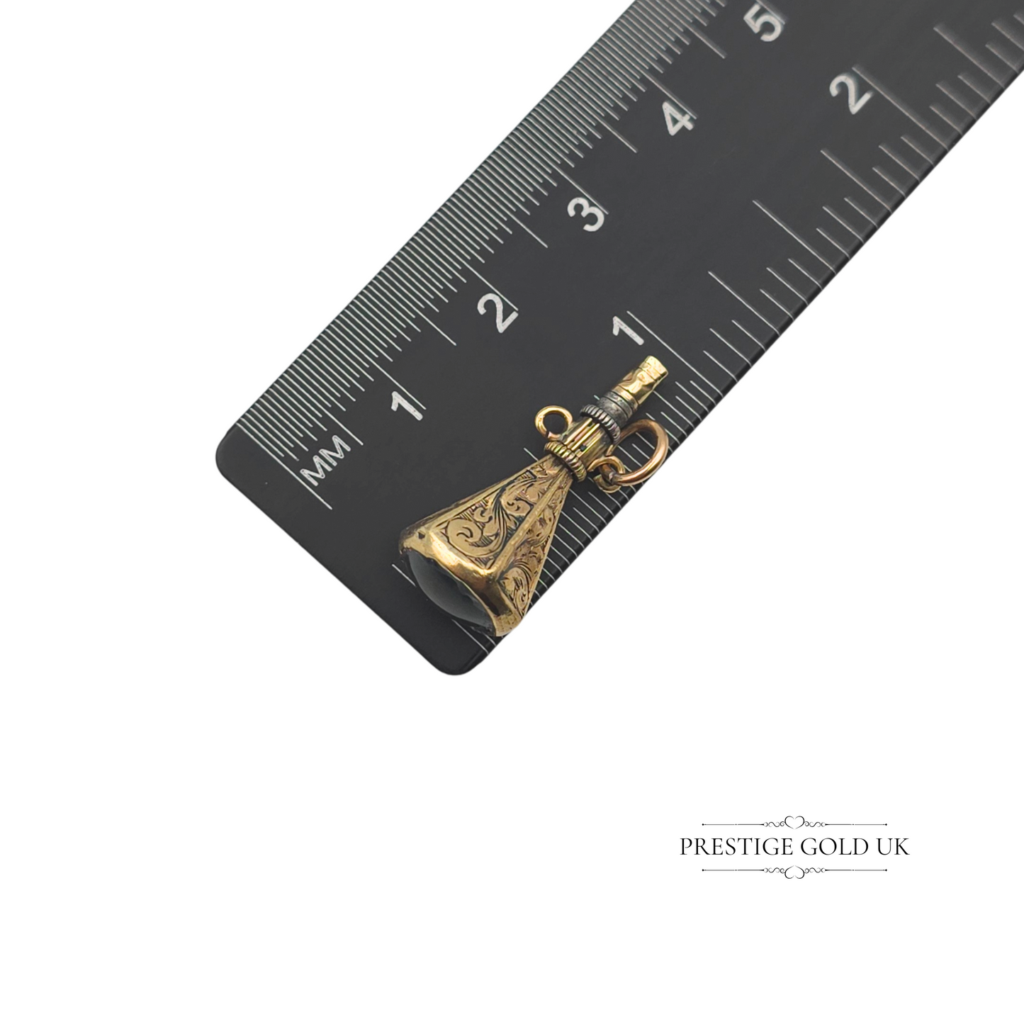 Antique 9ct Gold Pocket Watch Key Fob, Ornate Engraved Design