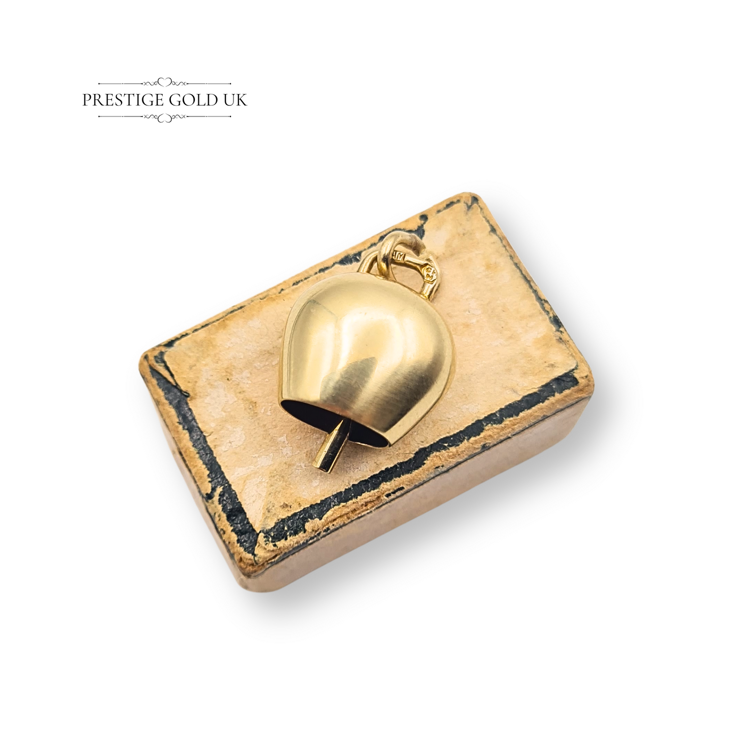 Small Gold Austrian Cow Bell Charm, 9ct Gold Alpine Cow Bell Austria Souvenir