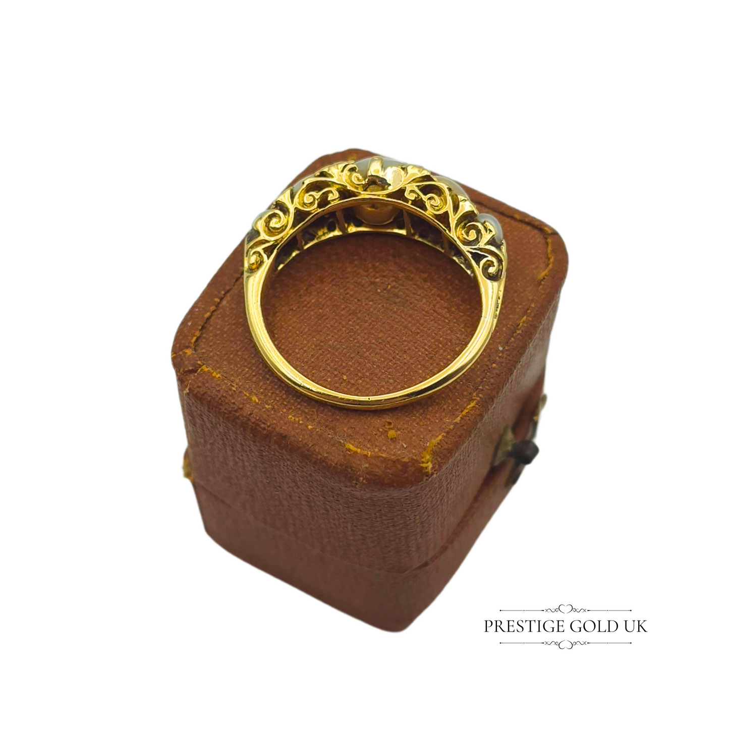 Antique 18ct Gold Pearl & Diamond Ring, UK M / US 6 1/4 Euro 52.5