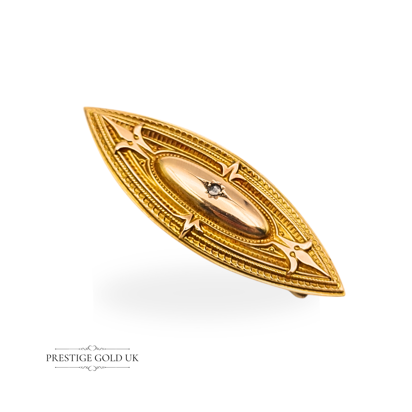 Victoria 1891 Rose Gold Mourning Brooch, Chester Hallmark Diamond Set Keepsake