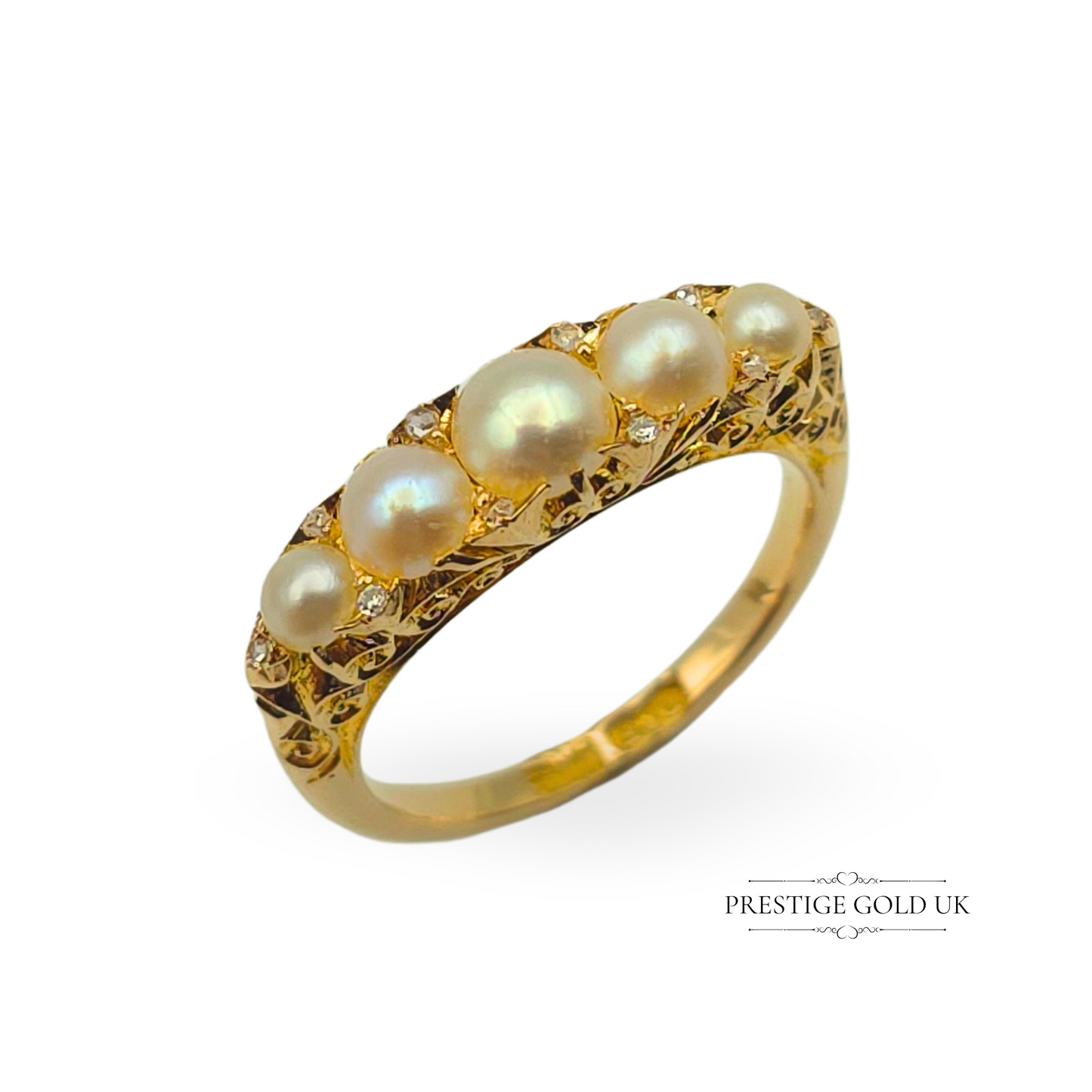 Antique 18ct Gold Pearl and Diamond Ring, Deakin & Francis Of London