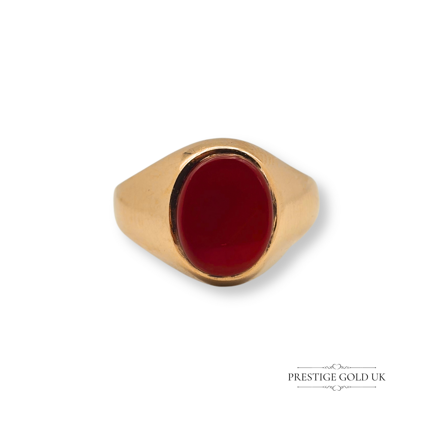 Tiny 9ct Gold Carnelian Signet Ring, Hallmarked London 1975, UK K 1/2 US 5 1/2