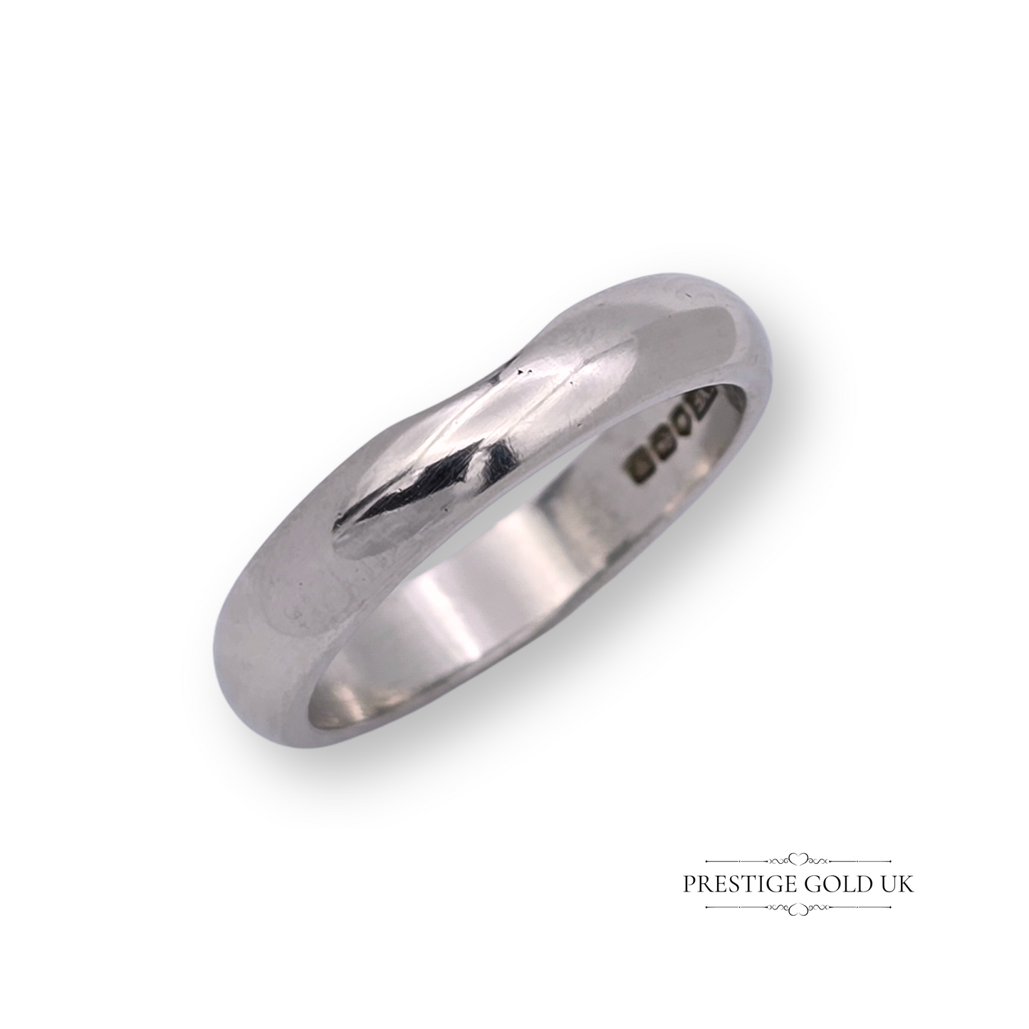 Chunky Notched Platinum Wedding Band, Solid Platinum Band, UK L 1/2 US 6