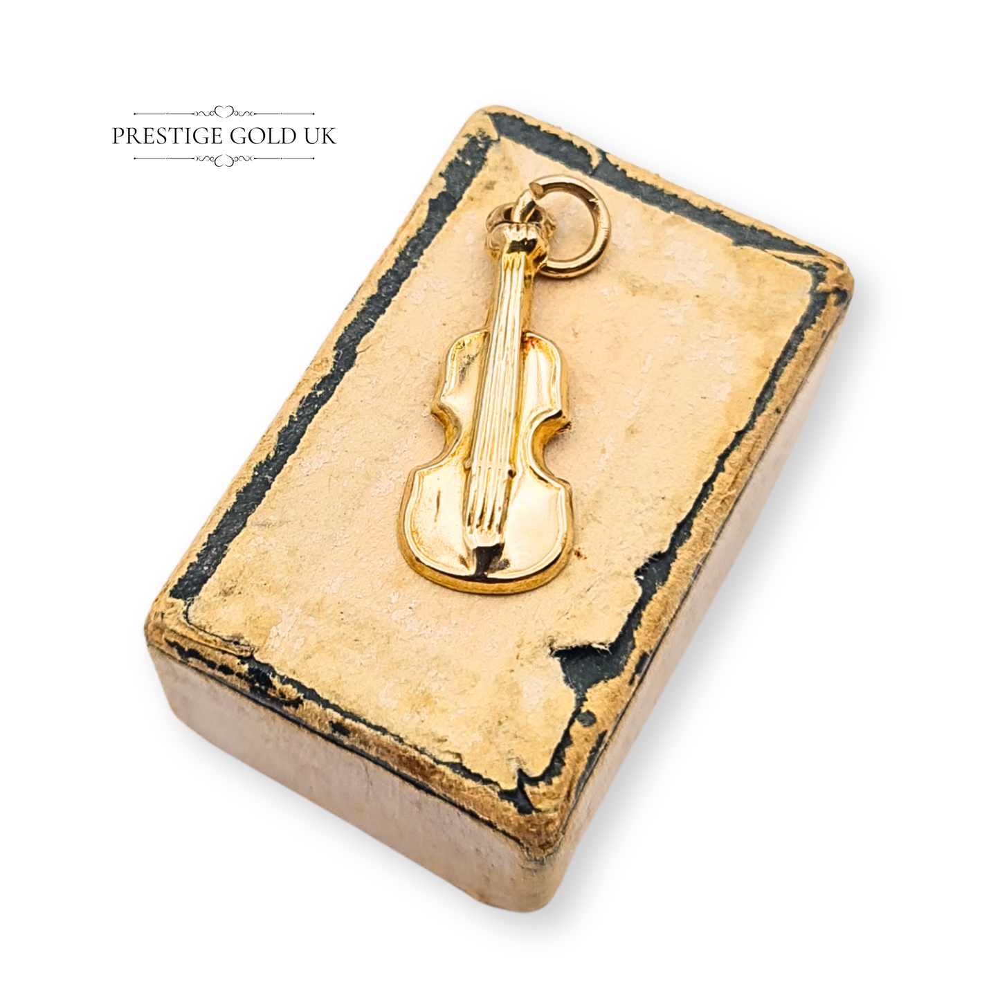 Tiny 9ct Gold Violin Charm, Hallmarked Chester 1957 Small Violin or Viola
