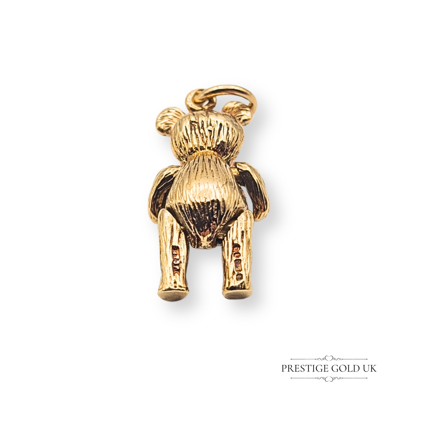 9ct Gold Moving Teddy Bear Charm, Heavy Detailed Vintage Moving Bear Charm