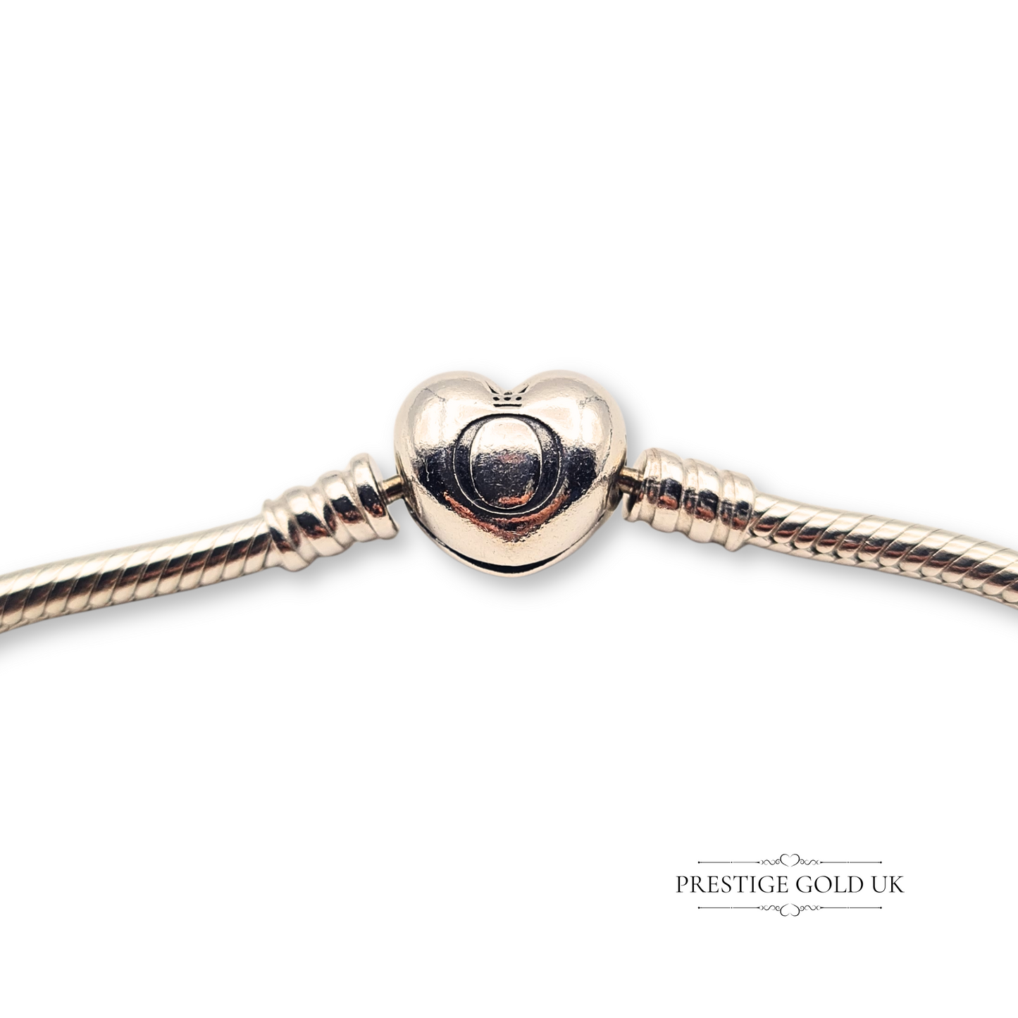 Pandora Silver Heart Snake Charm Bracelet 7.5" ALE 925