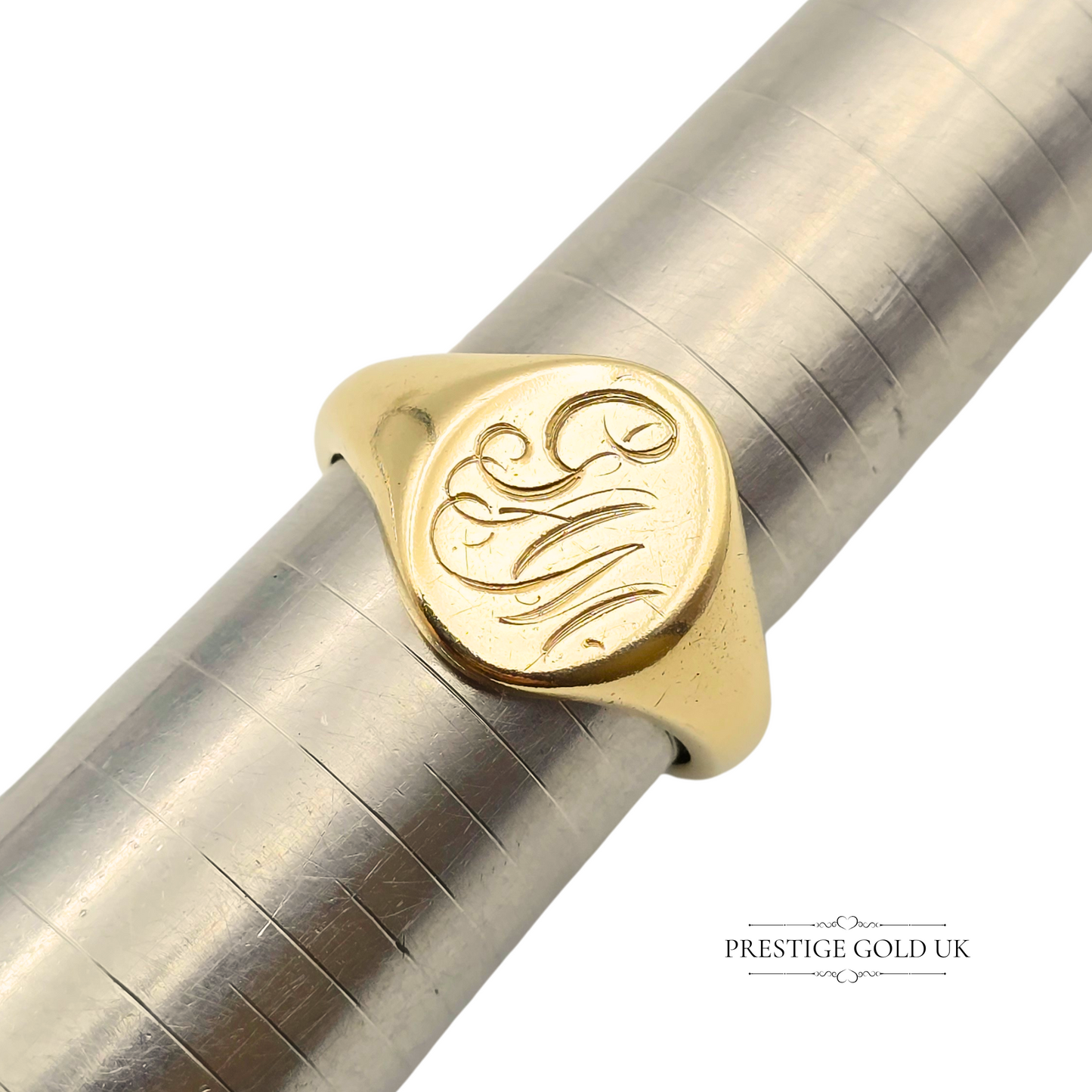 9ct Gold Monogrammed Signet Ring Solid Gold, Fully Hallmarked, UK T US 9 1/2